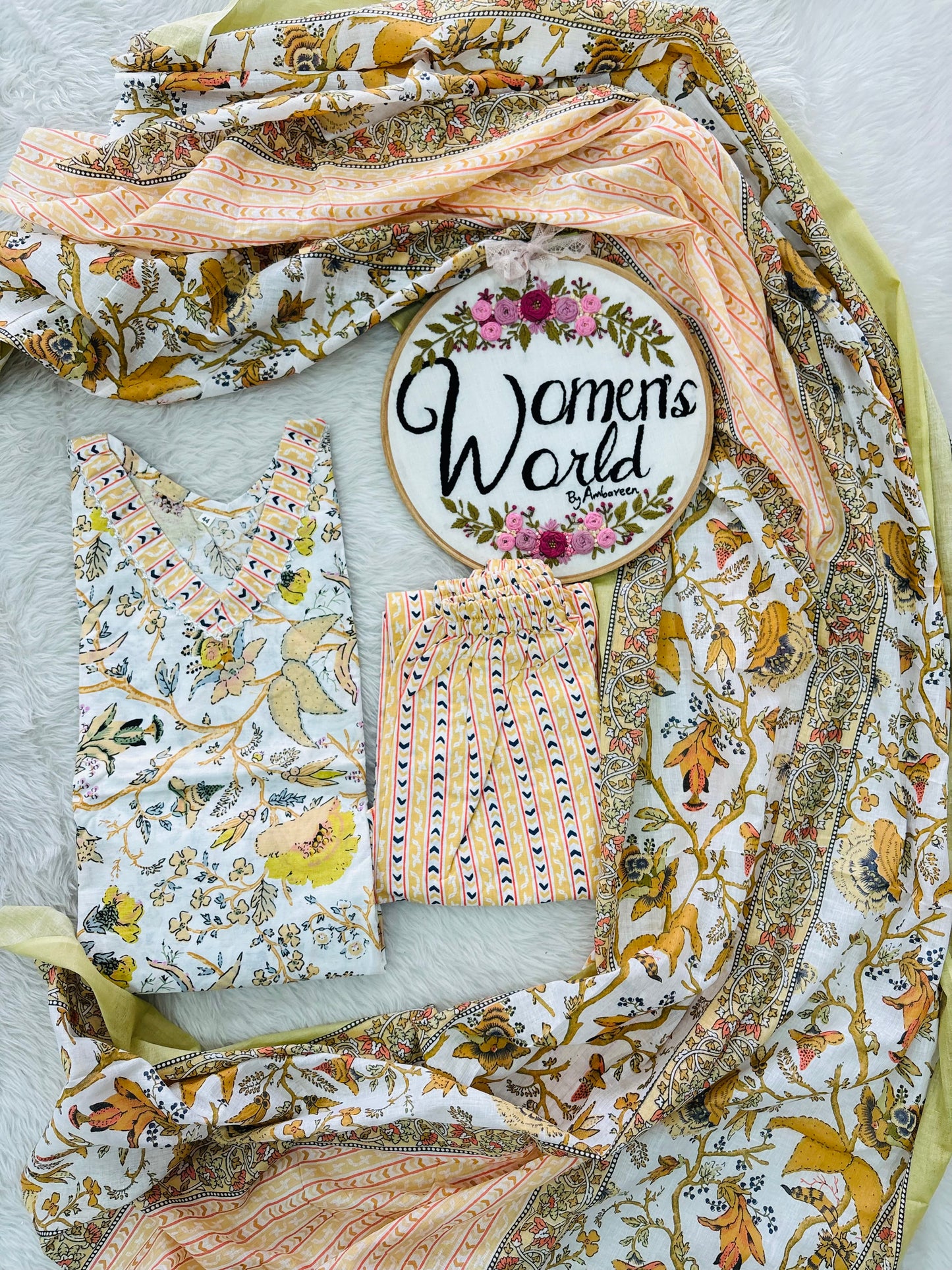 Yellow Floral pure cotton suit