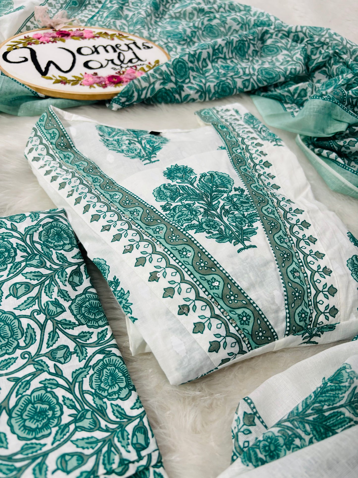 Sapphire Skies - Premium Anarkali Mal cotton
