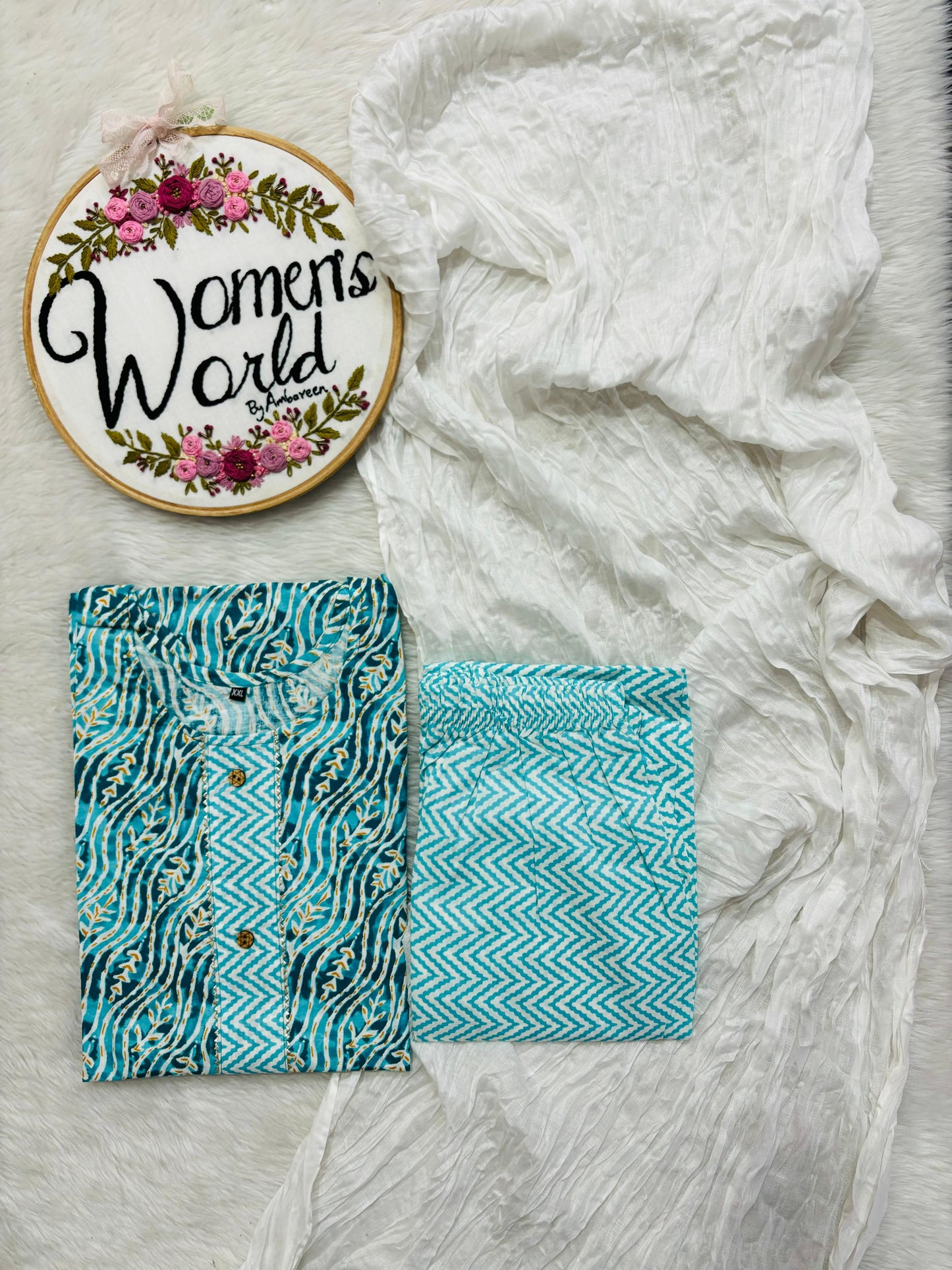 Tulle Stitched pure cotton suit