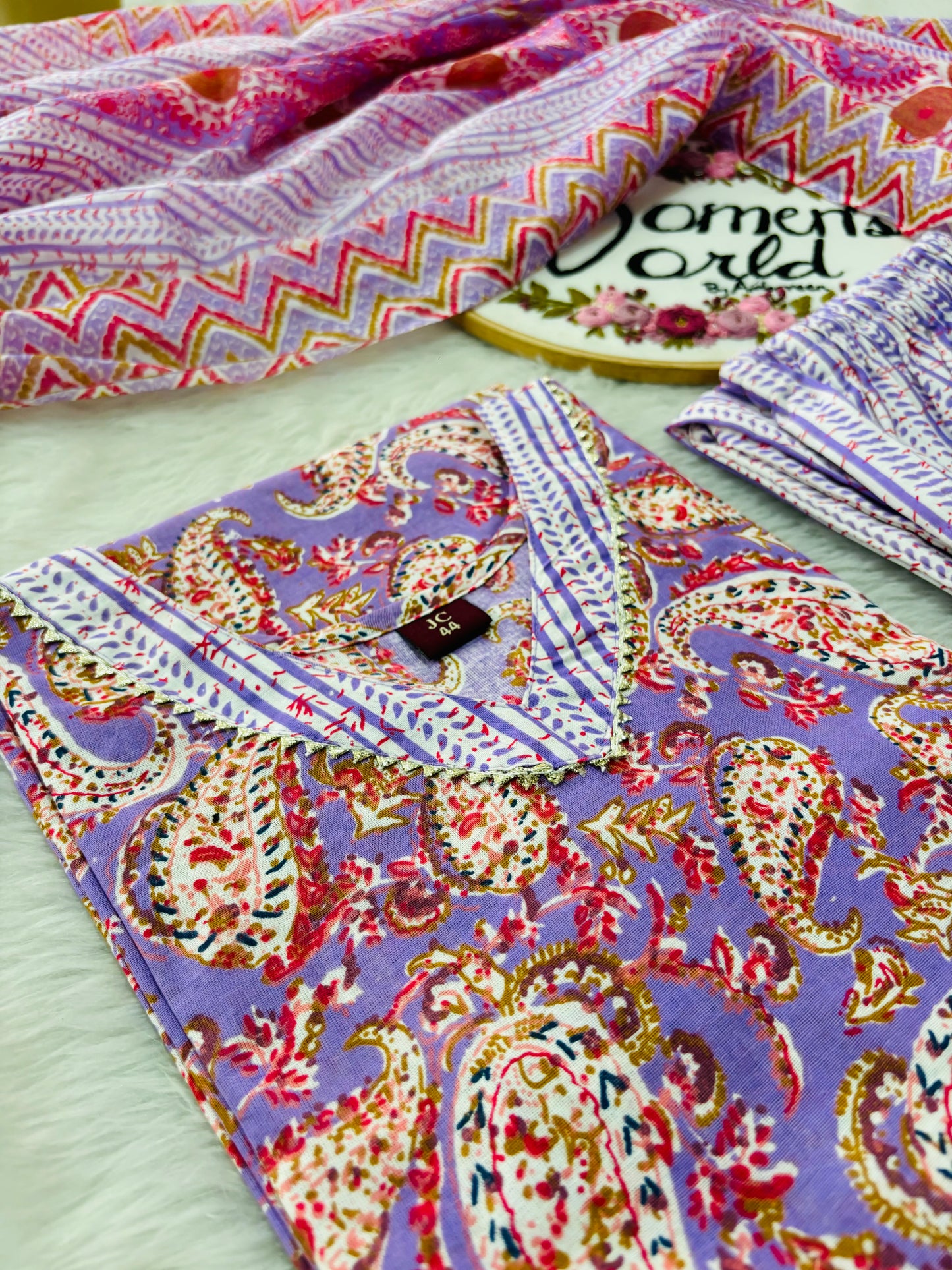 Lavender Love Stitched pure cotton suit