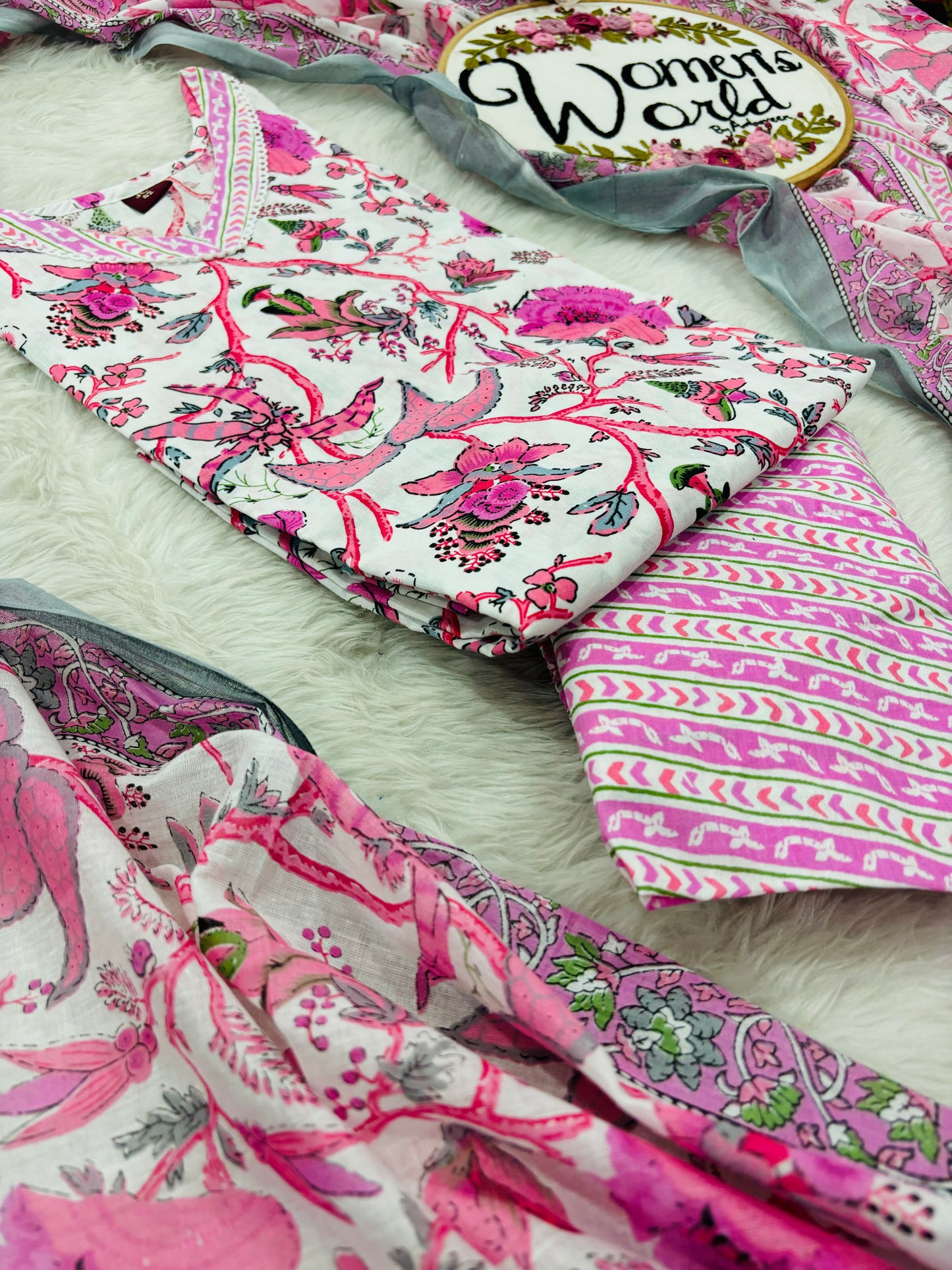 Candy pink V neck Salwar with Dupatta