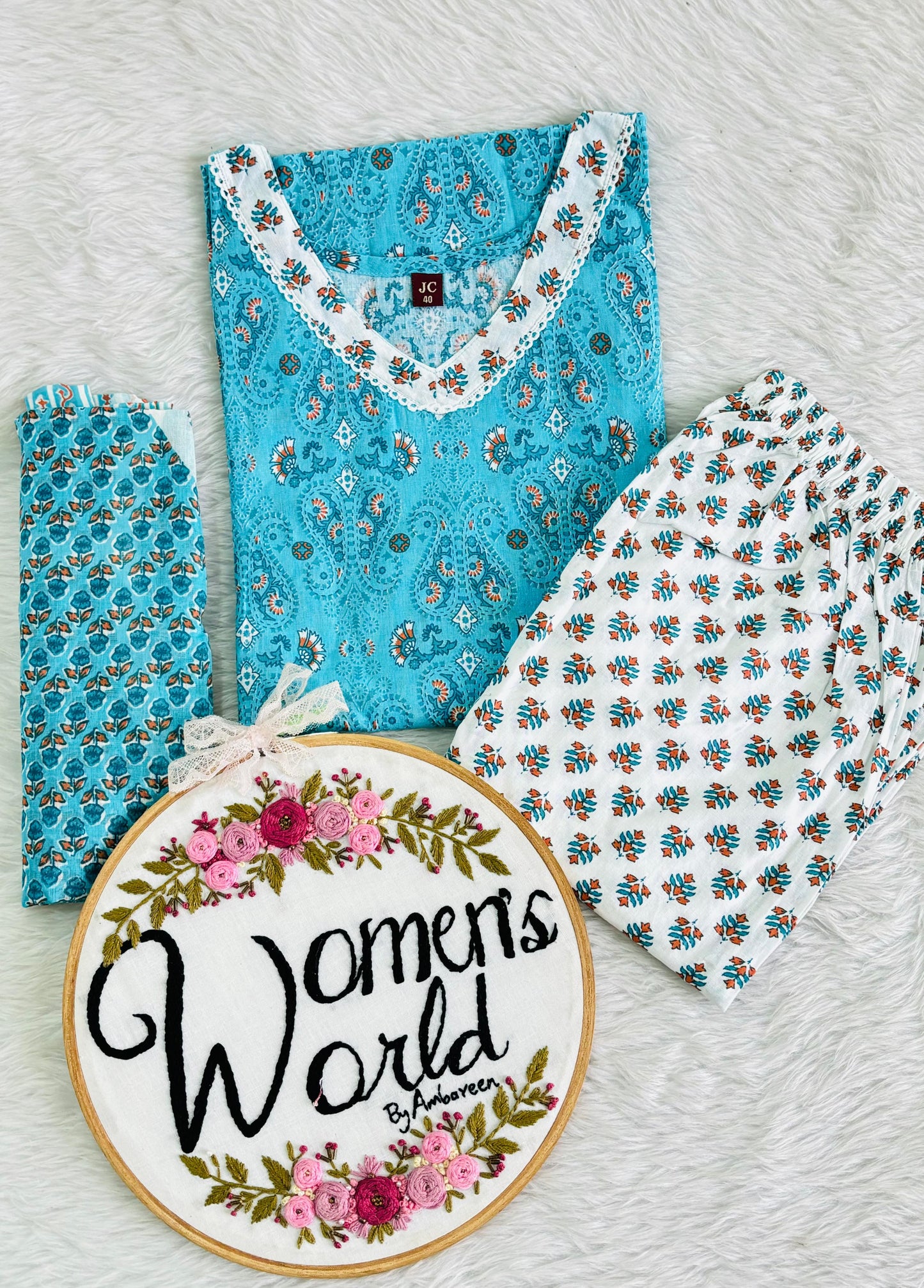 Seablue stitched office wear cotton suit