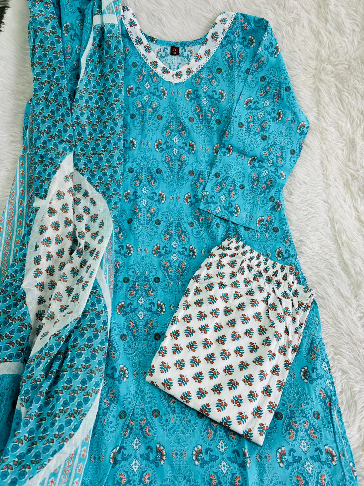 Seablue stitched office wear cotton suit