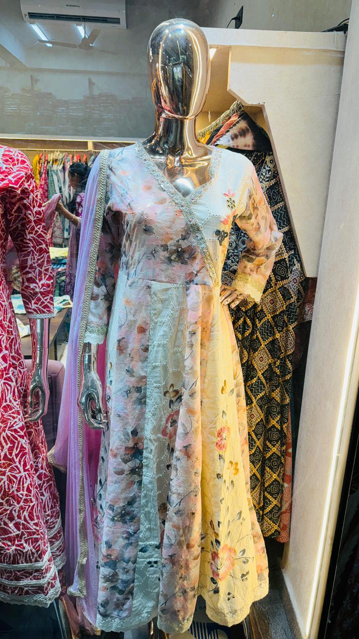 Partywear handwork hakoba anarkali suit
