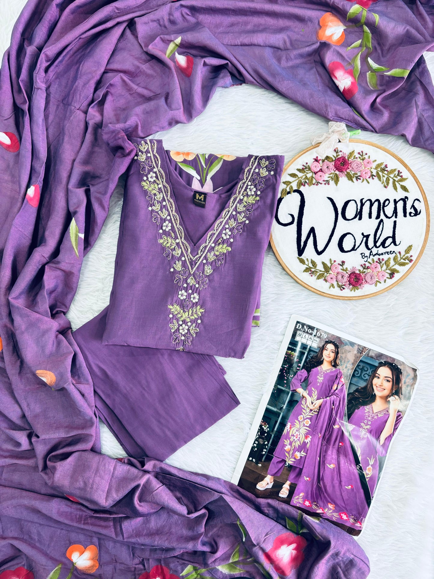premium zardozi handwork purple roman silk suit