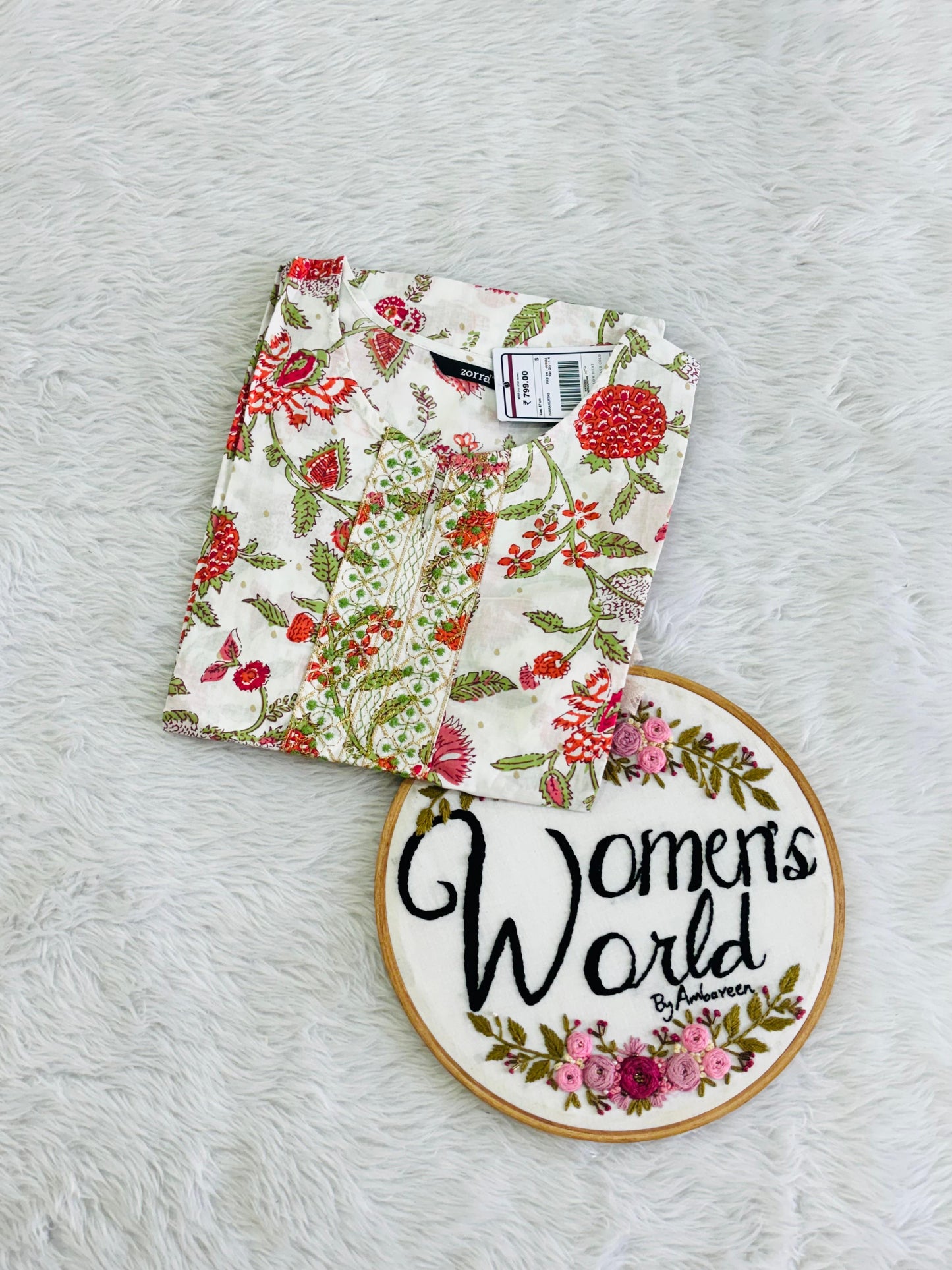 Branded floral embroidered kurti