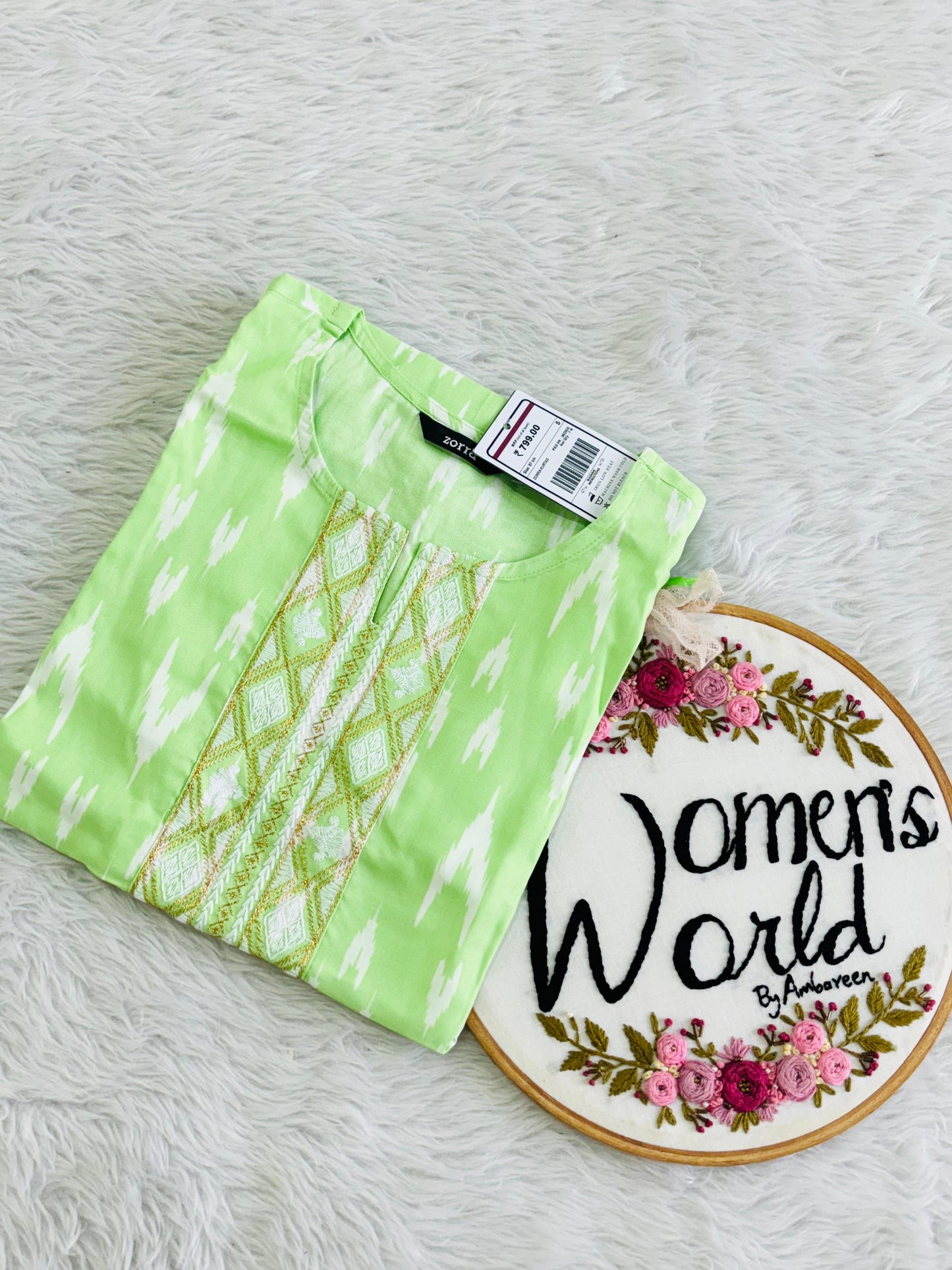 Branded embroidered ikkat kurti