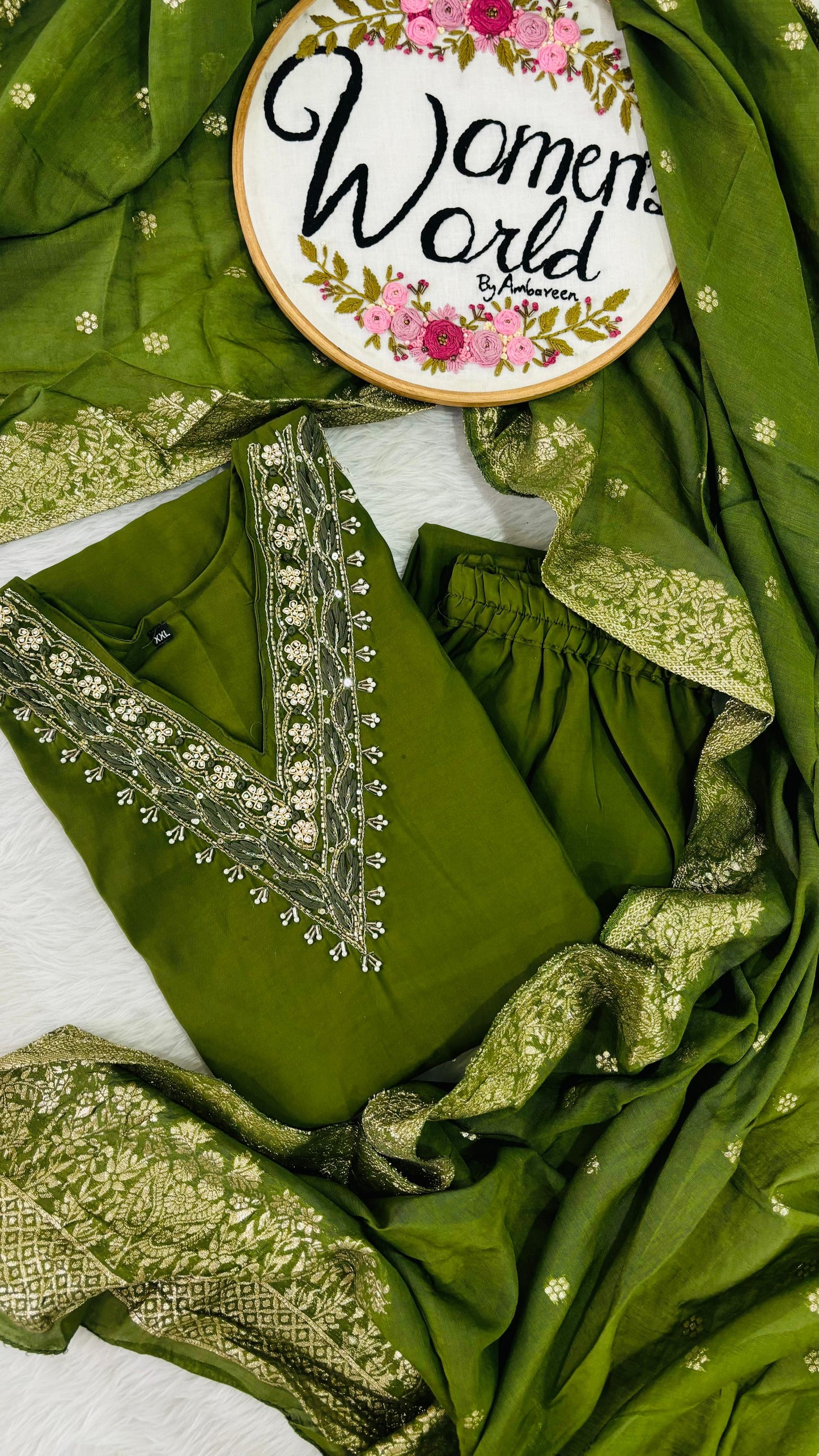 Premium zardozi handwork romansilk suit