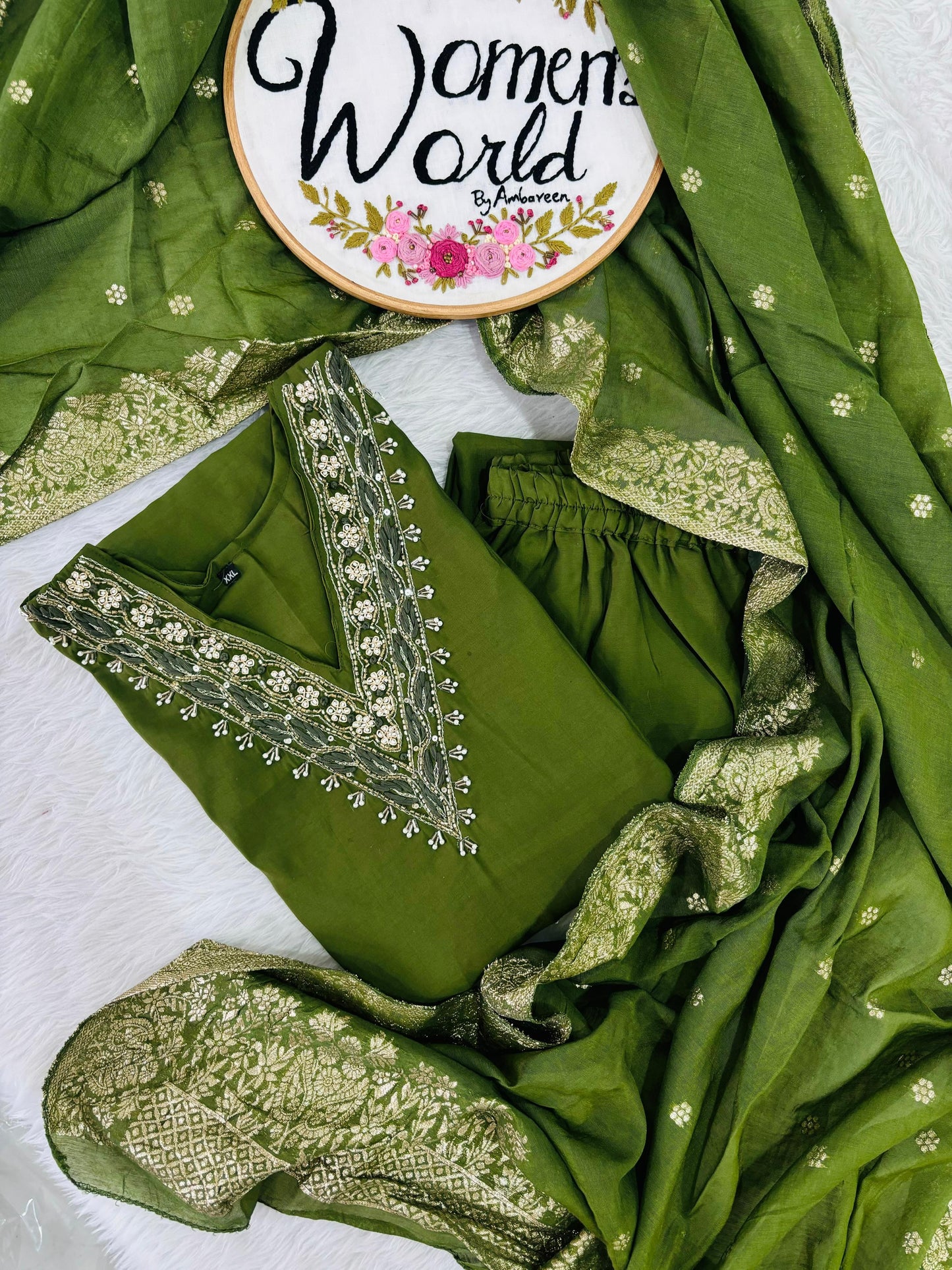 Premium zardozi handwork romansilk suit