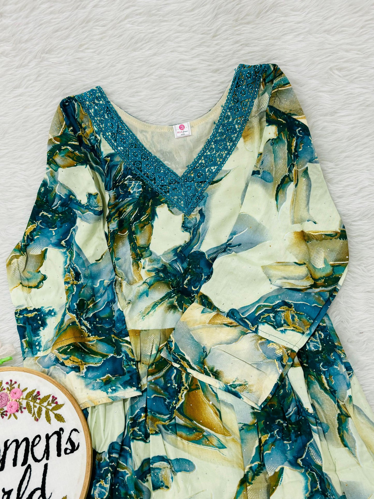 Floral designer rayon gown (xl xxl xxxl sizes )