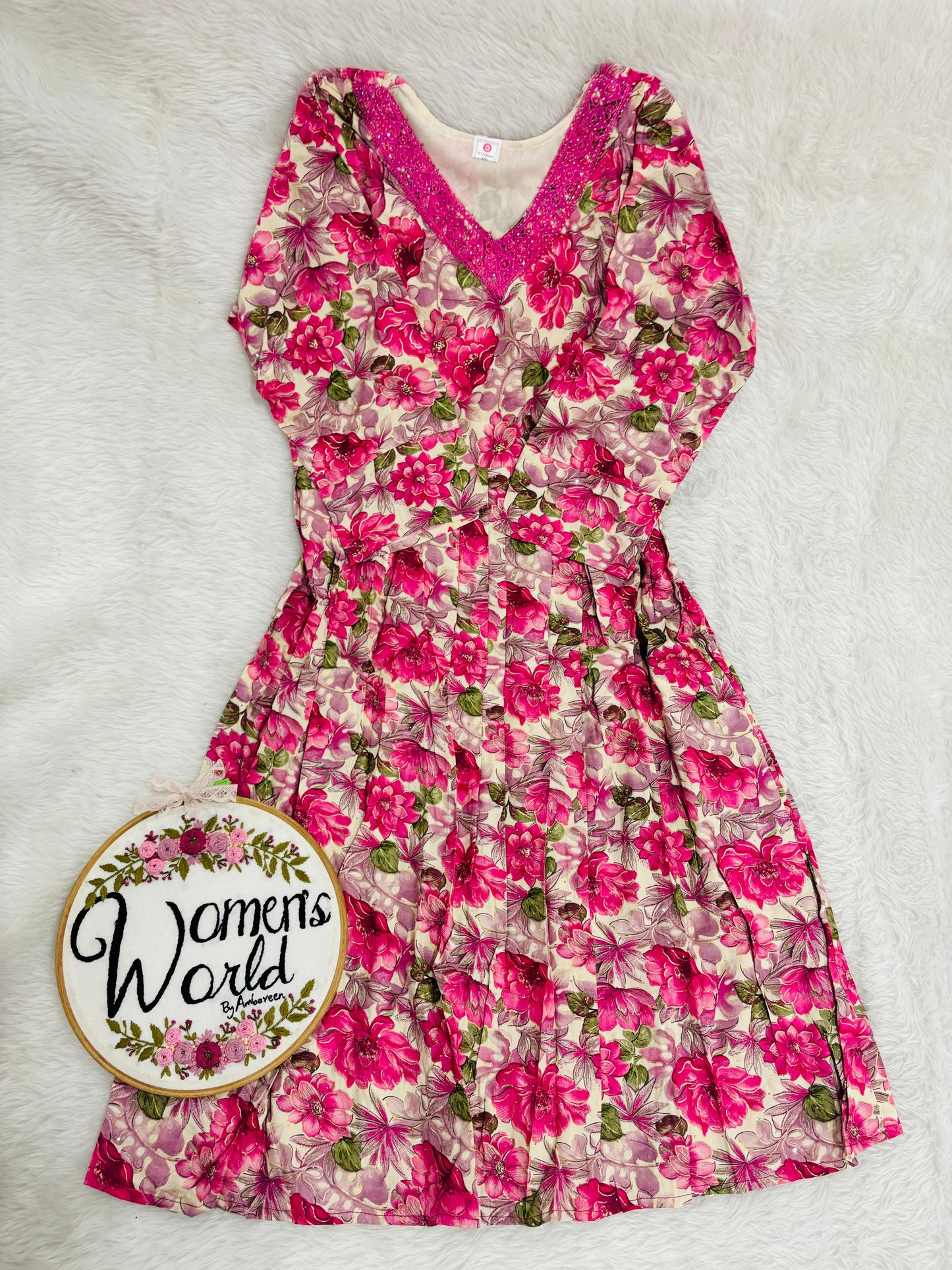 Floral v neck designer gown (xl xxl xxxl)