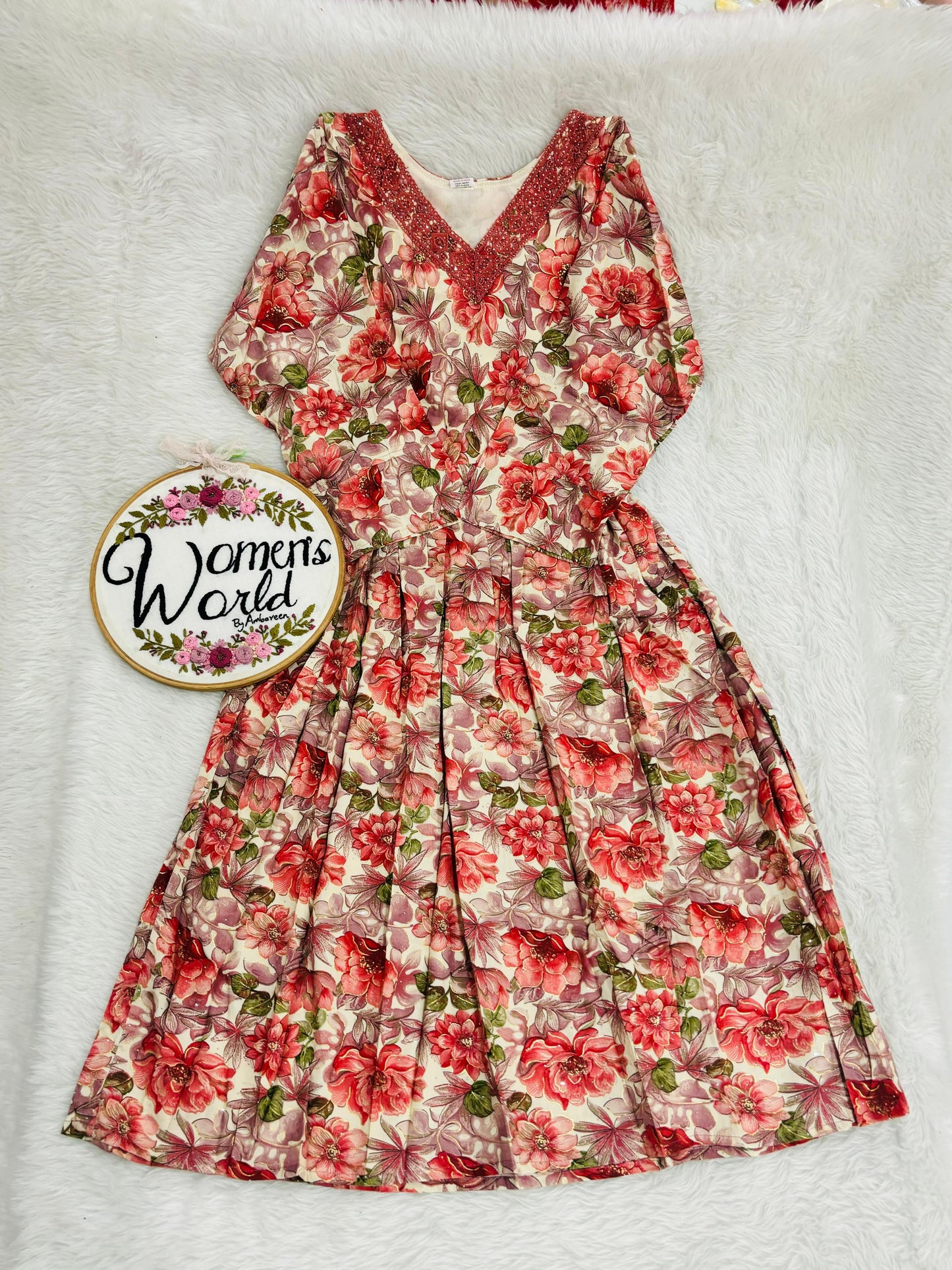 Floral v neck designer gown (xl xxl xxxl)