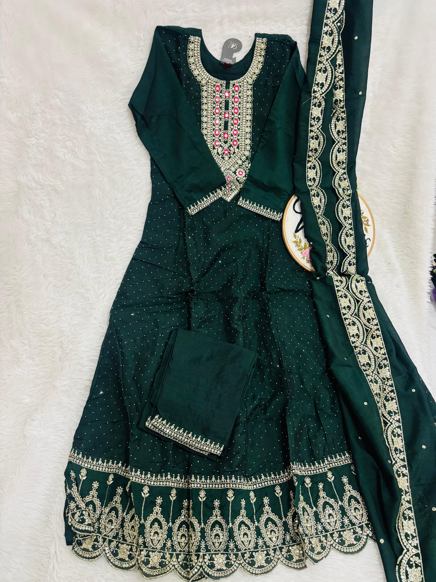 Anarkali suit vichitra silk