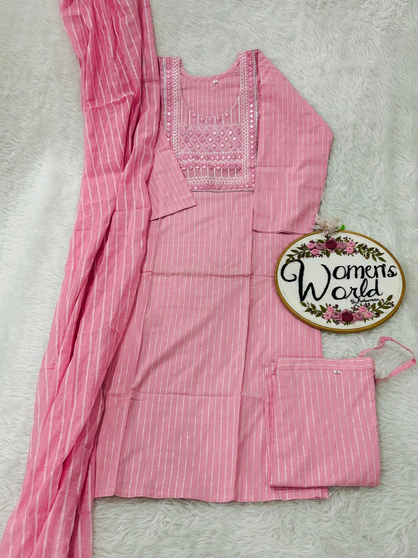 Premium candypink Handloom cotton suit (HCpink)