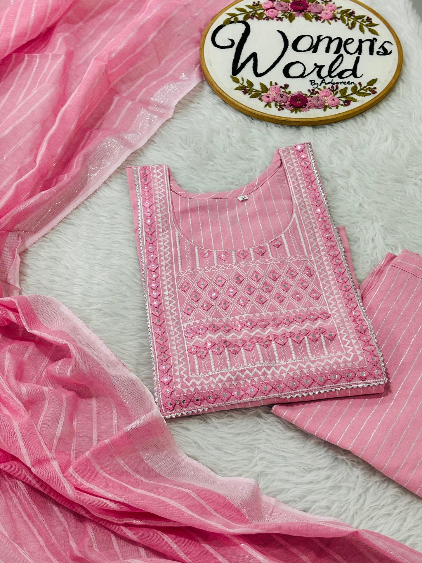 Premium candypink Handloom cotton suit (HCpink)