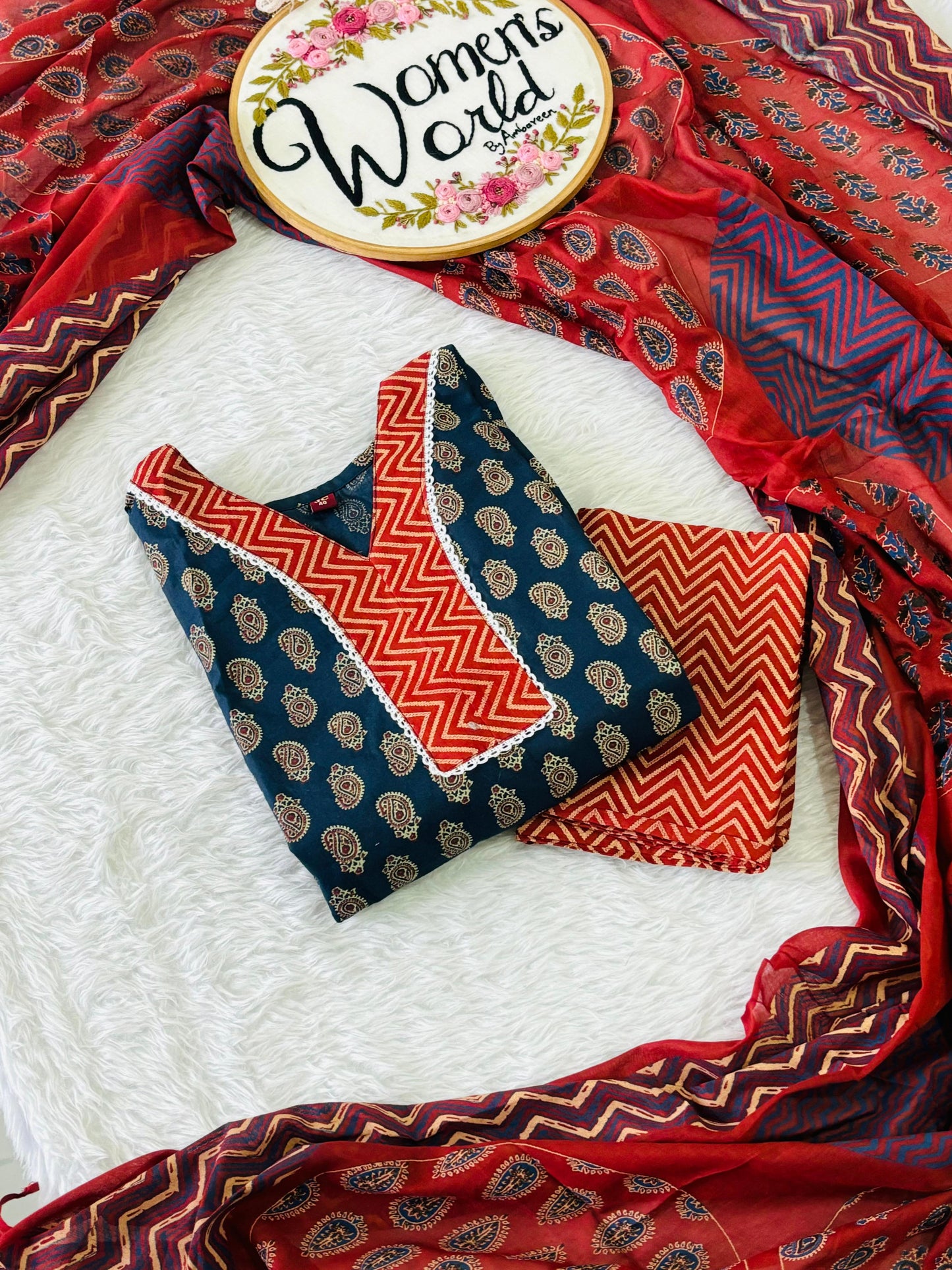 Premium pure cotton long dupatta suit