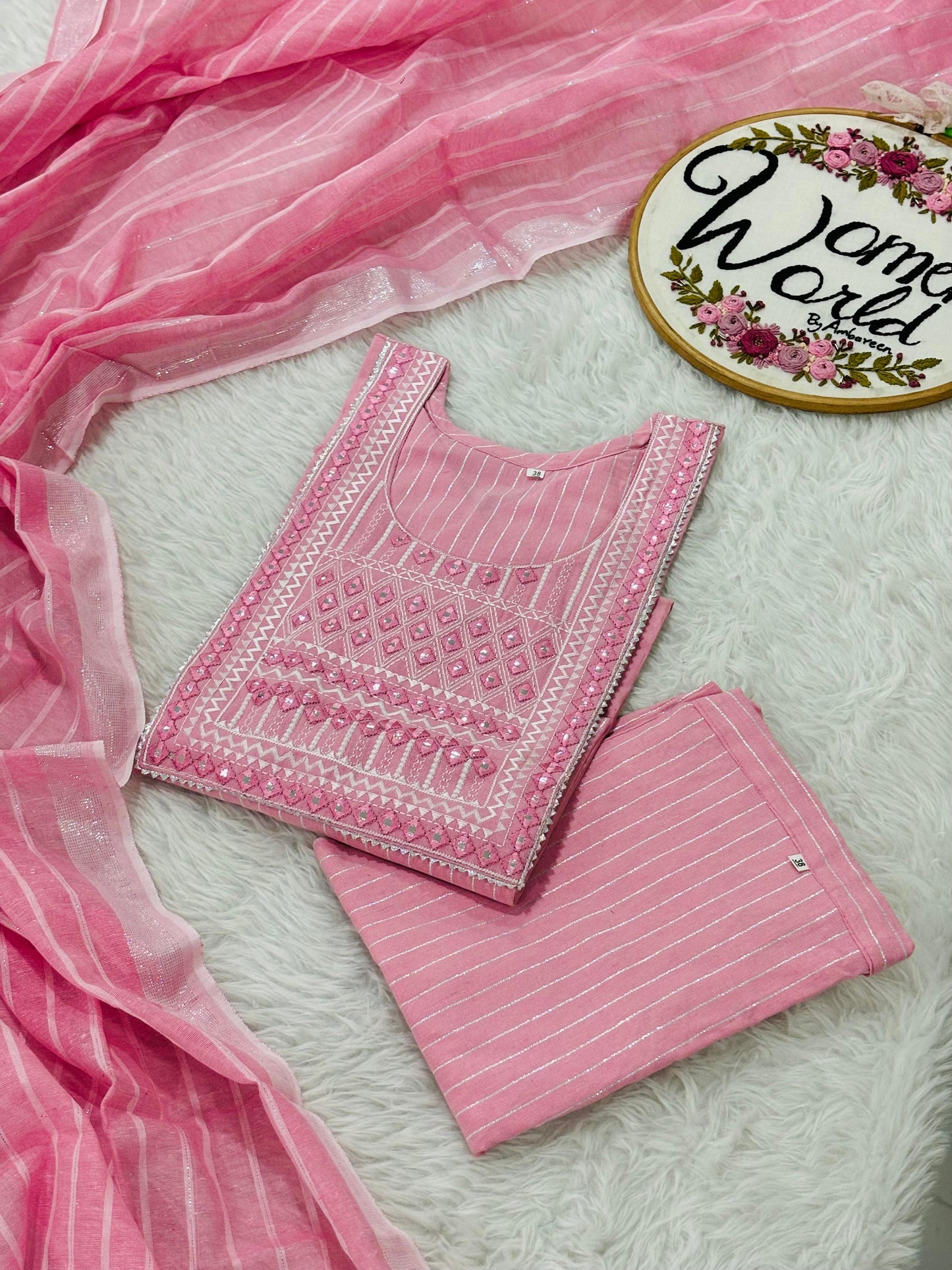 Premium candypink Handloom cotton suit (HCpink)