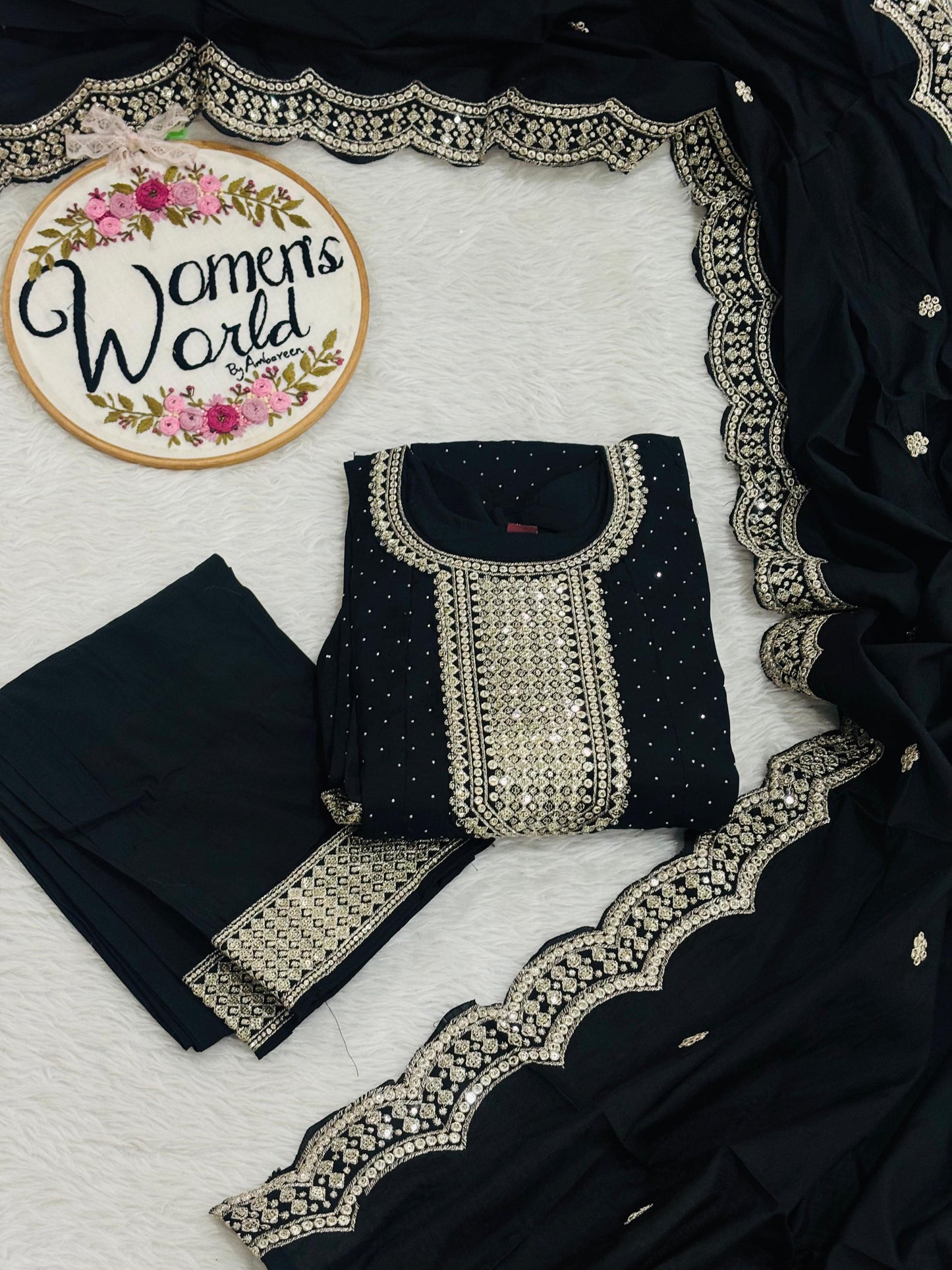 Premium partywear vichitrasilk hotblack anarkali suit