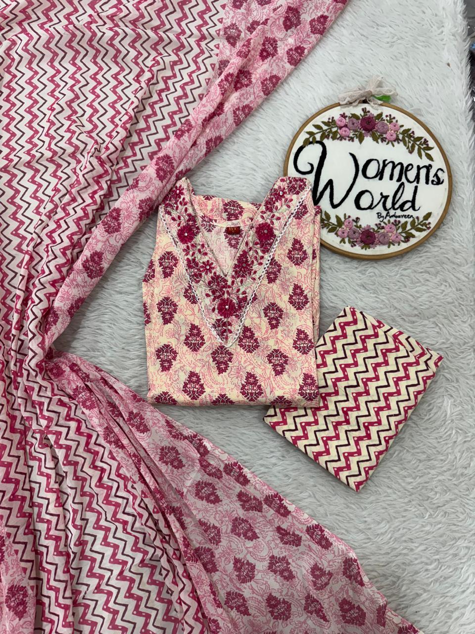 Summer collection cotton 3 pc suit