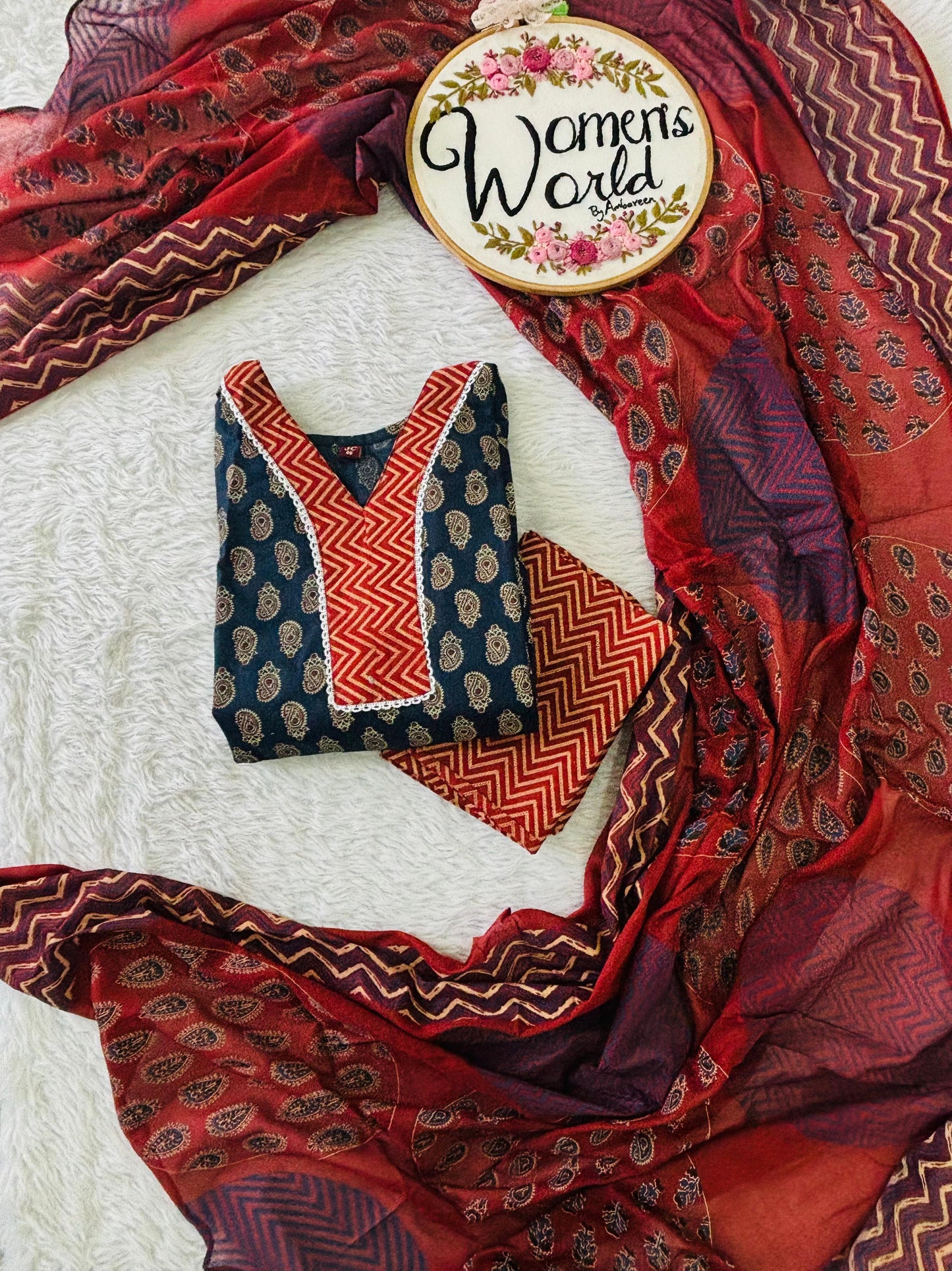Premium pure cotton long dupatta suit