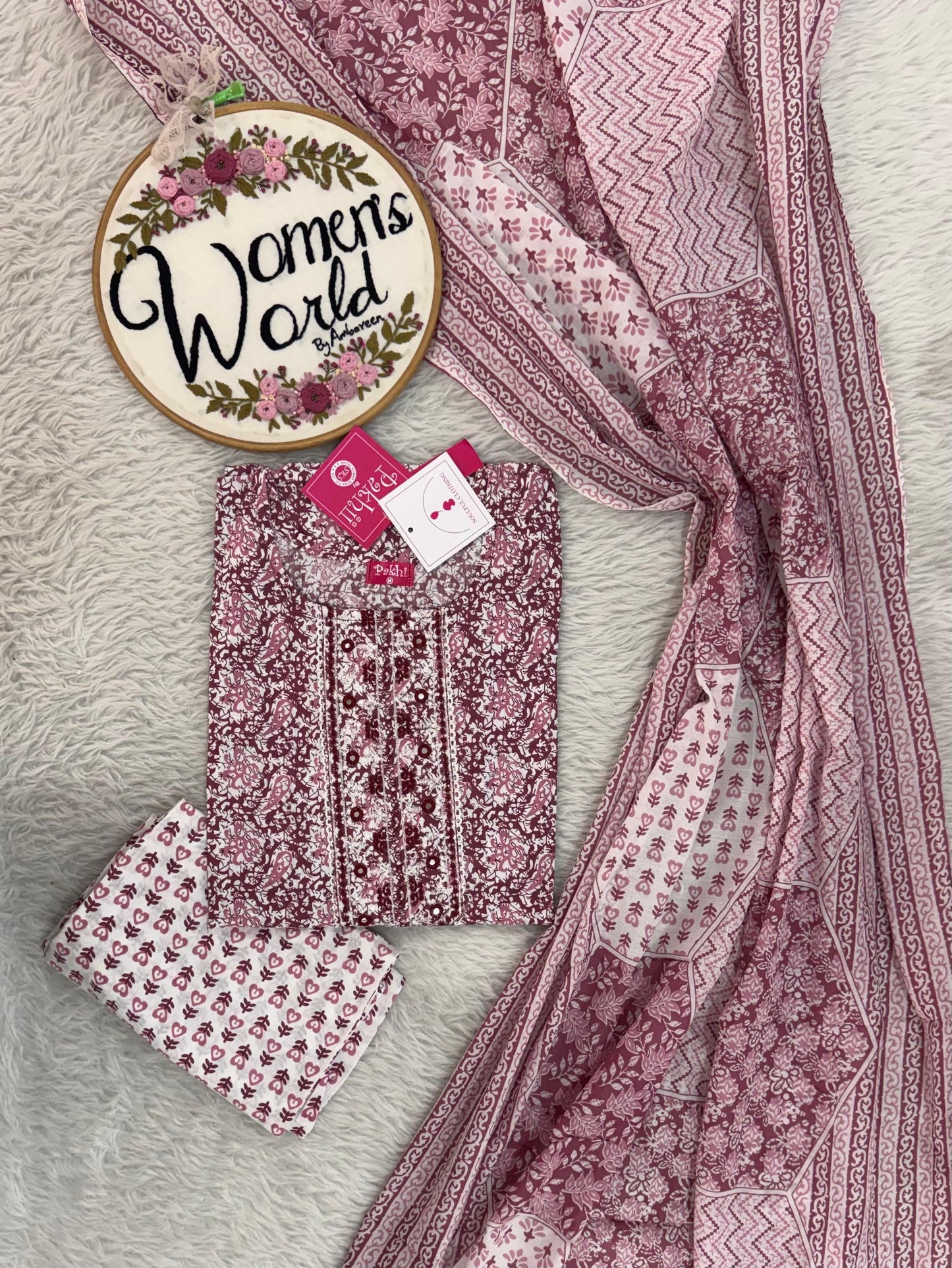Pure cotton 3 pc suit with plazo pant for comfort