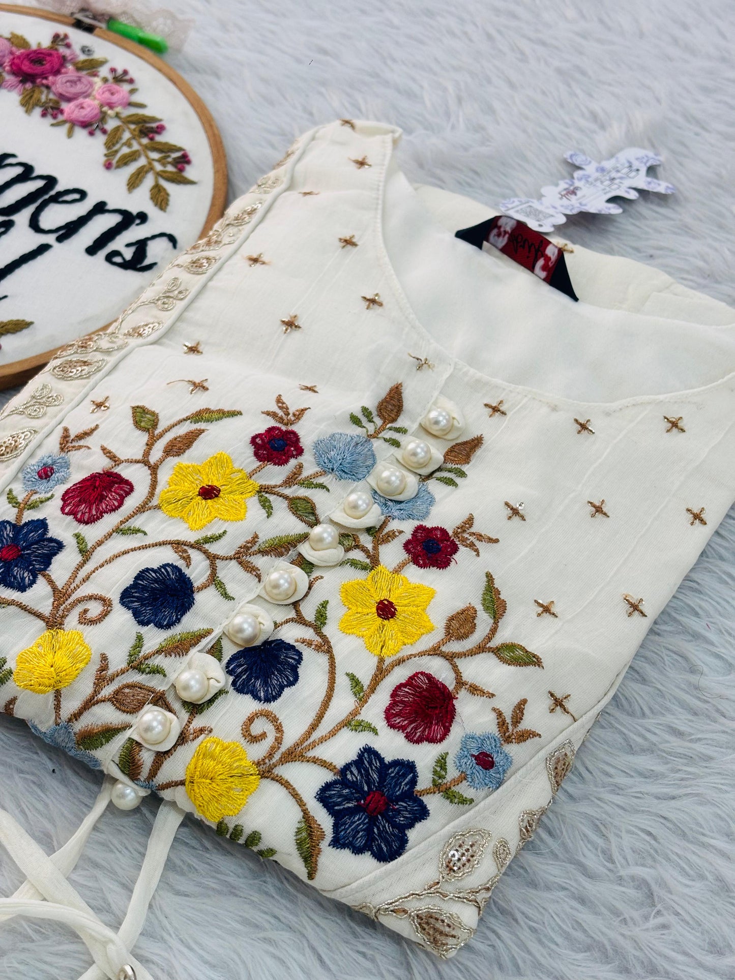 Pure mul cotton embroidery work gown