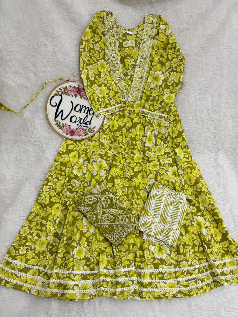 Anarkali gown with pant and dupatta (full suit )
