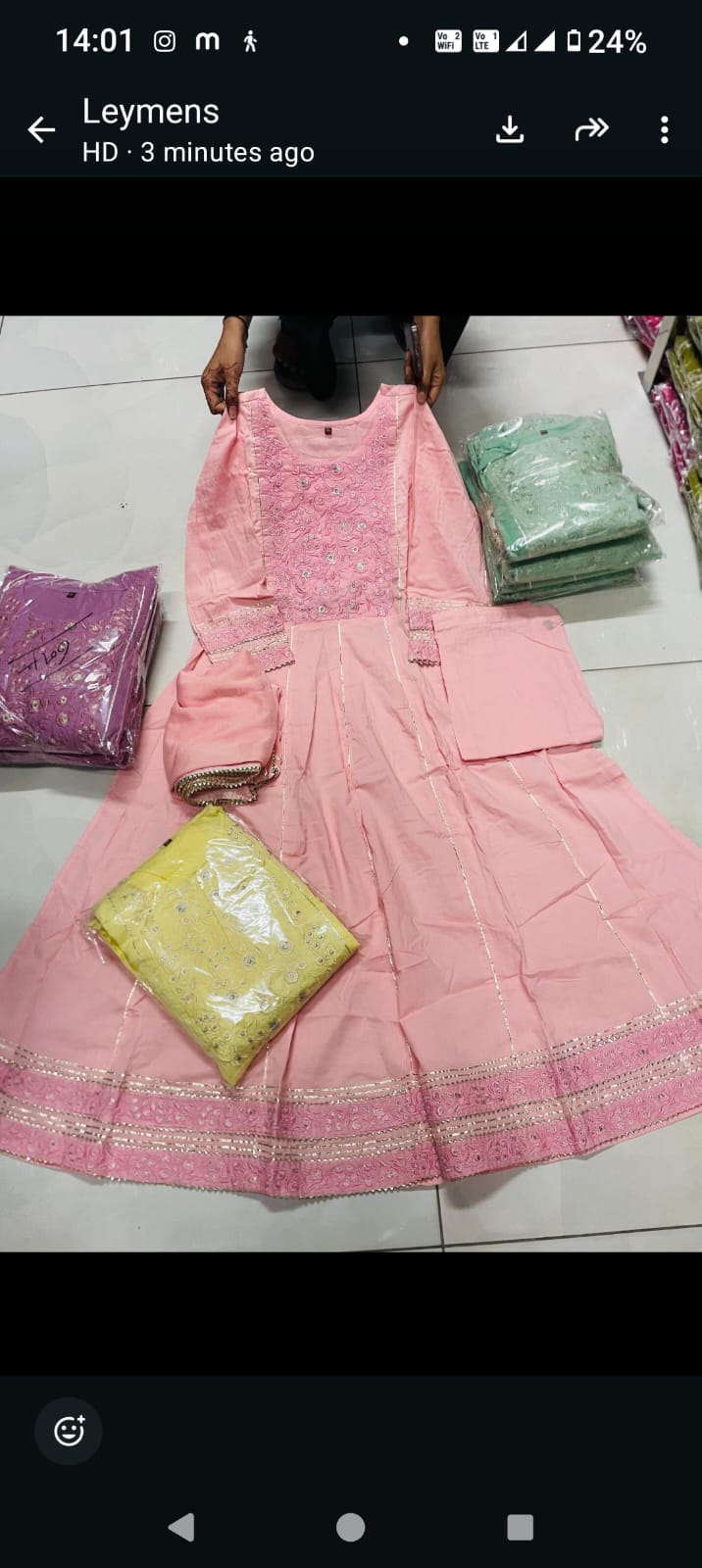Mul cotton peach 3 pc suit
