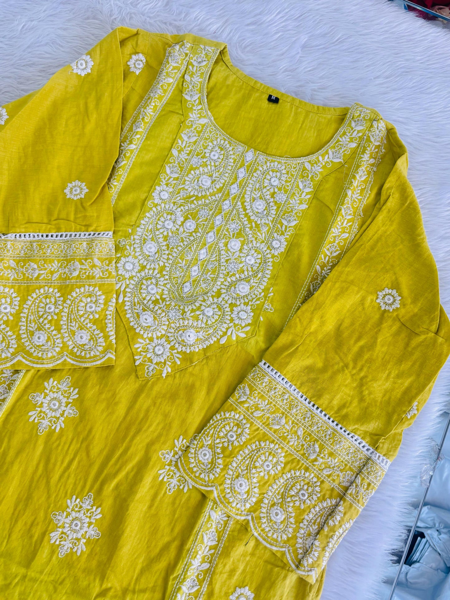 Embroidered kurtipant suit
