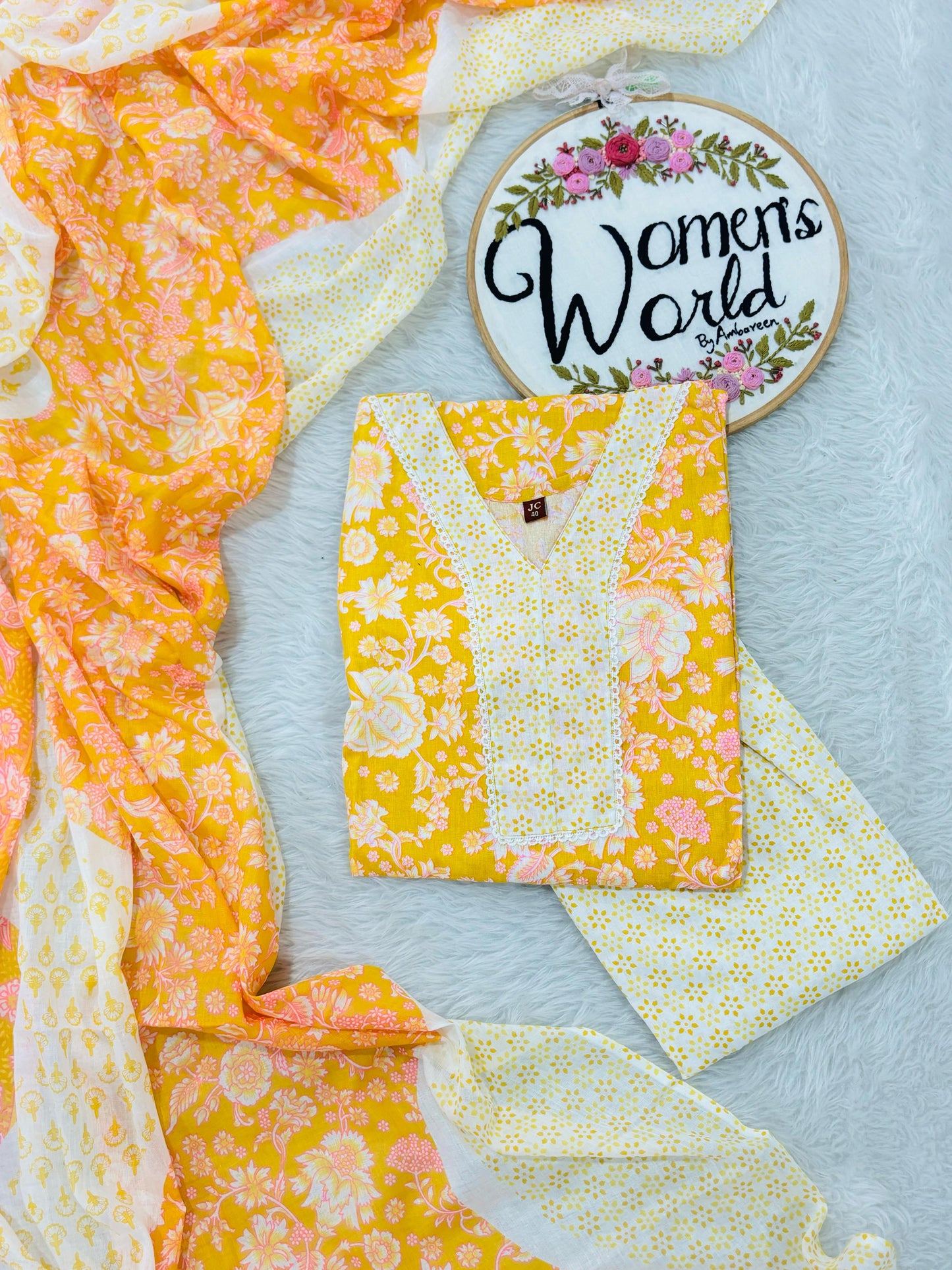 Summer premium floral cotton suit with long 2.5 meter dupatta