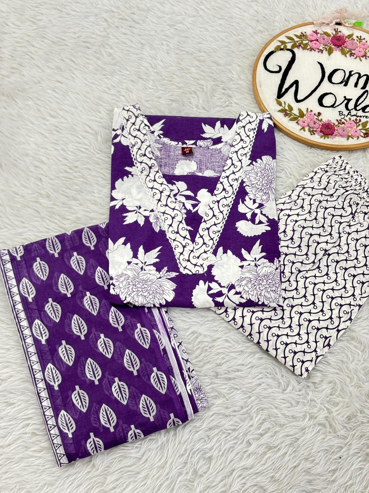 Premium pure cotton long dupatta suit