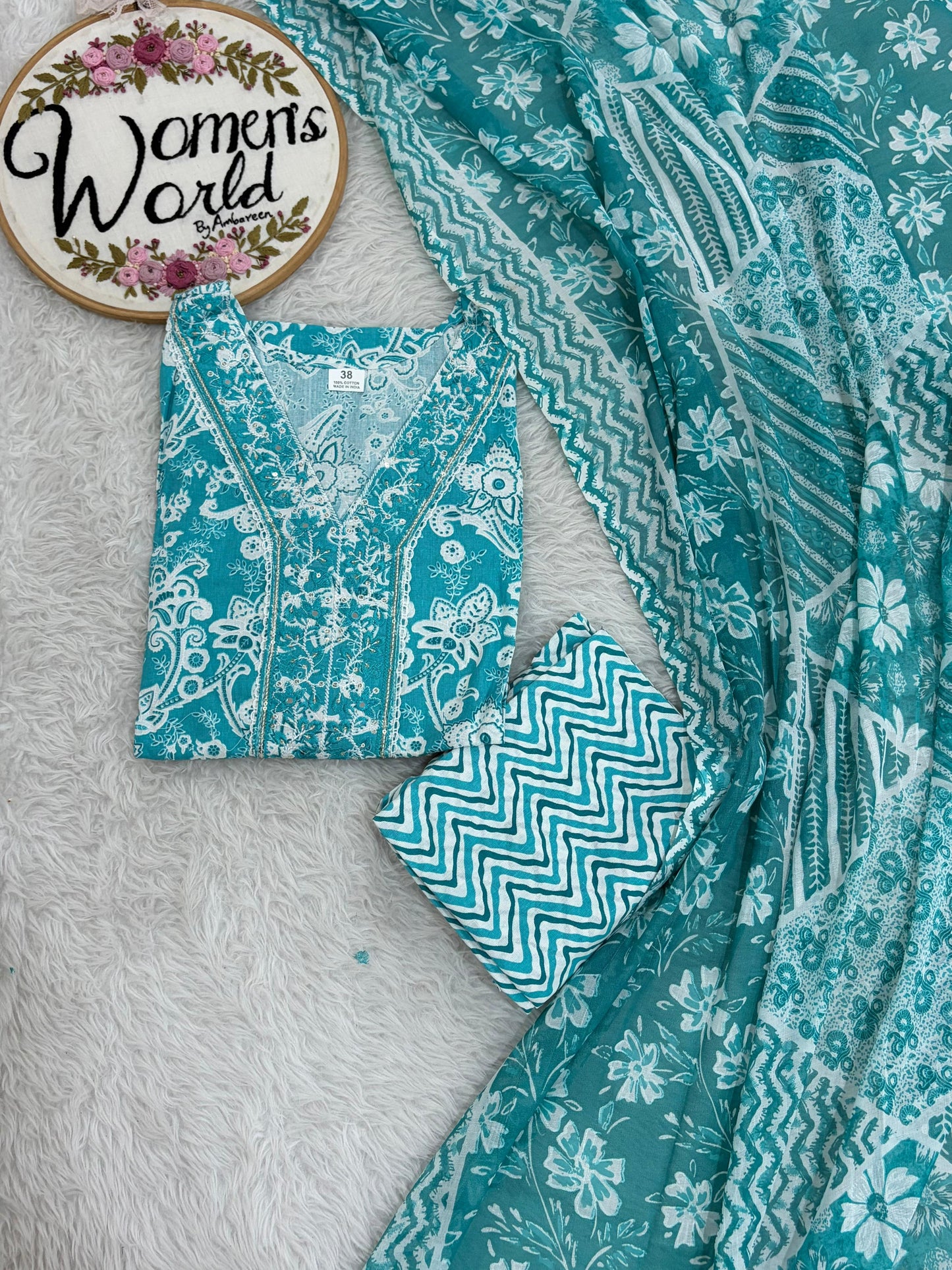 Summer collection cotton 3 pc suit