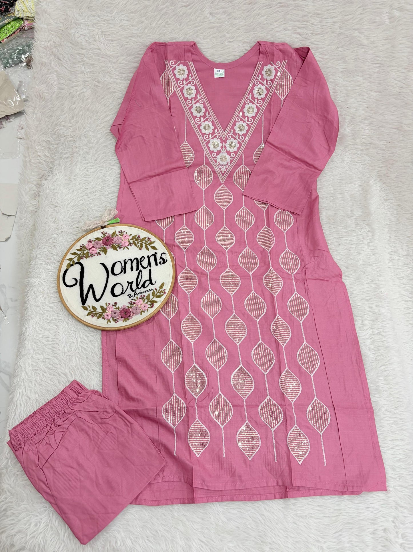 Embroidered sequence work rayon coordset