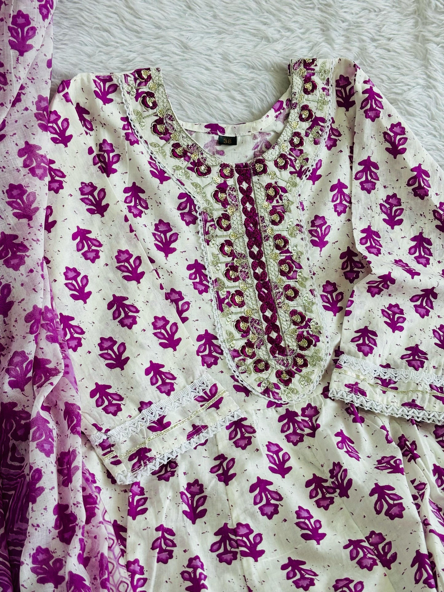 Premium soft cotton Anarkali 3 pc suit