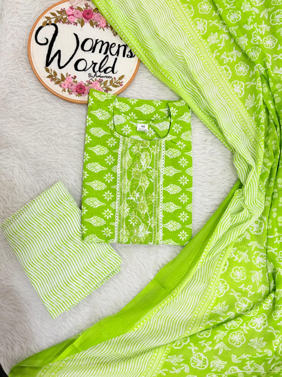 Big size cotton 3 pc suit