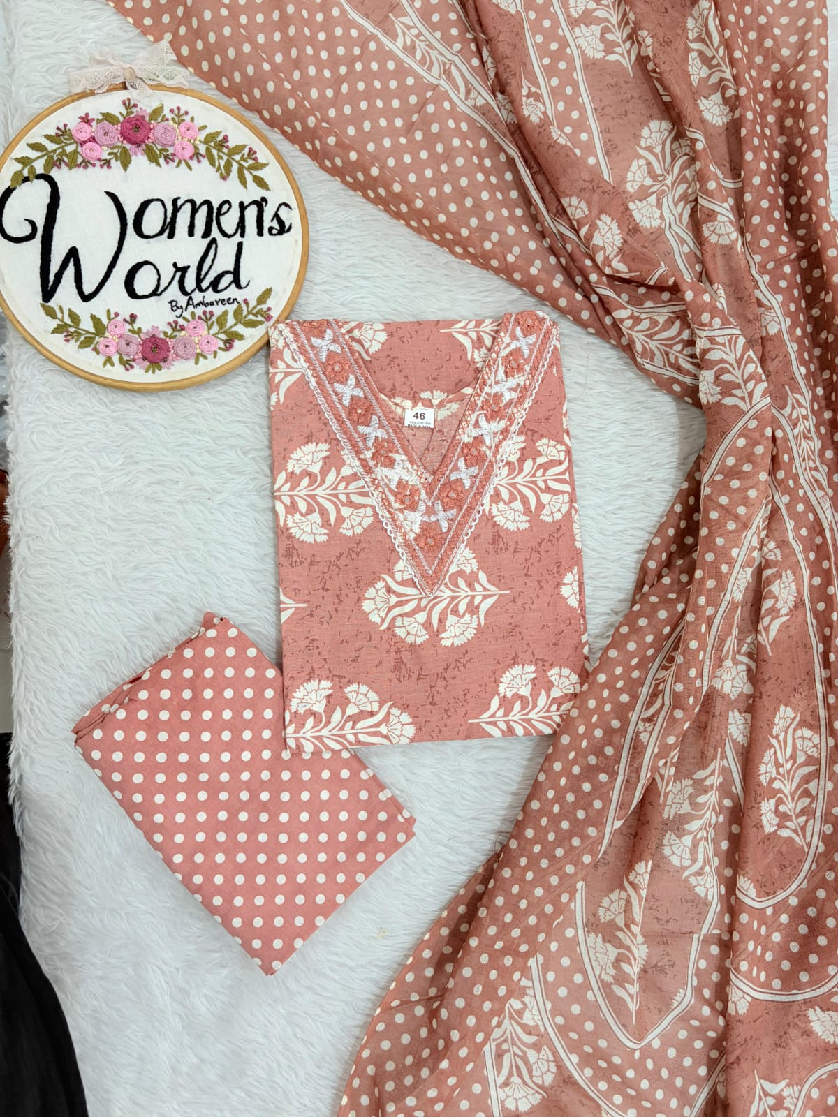Big size cotton 3 pc suit