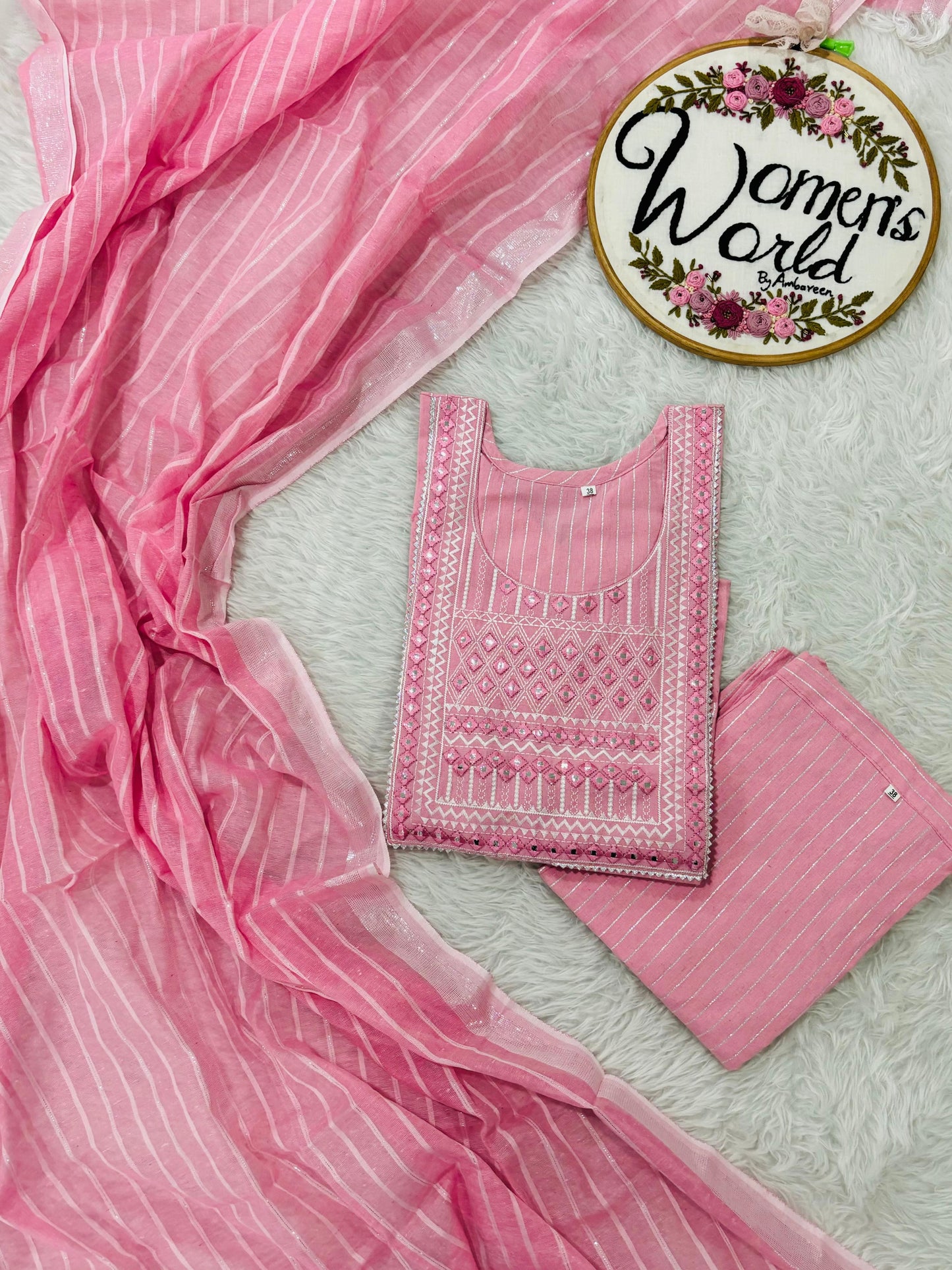 Premium candypink Handloom cotton suit (HCpink)