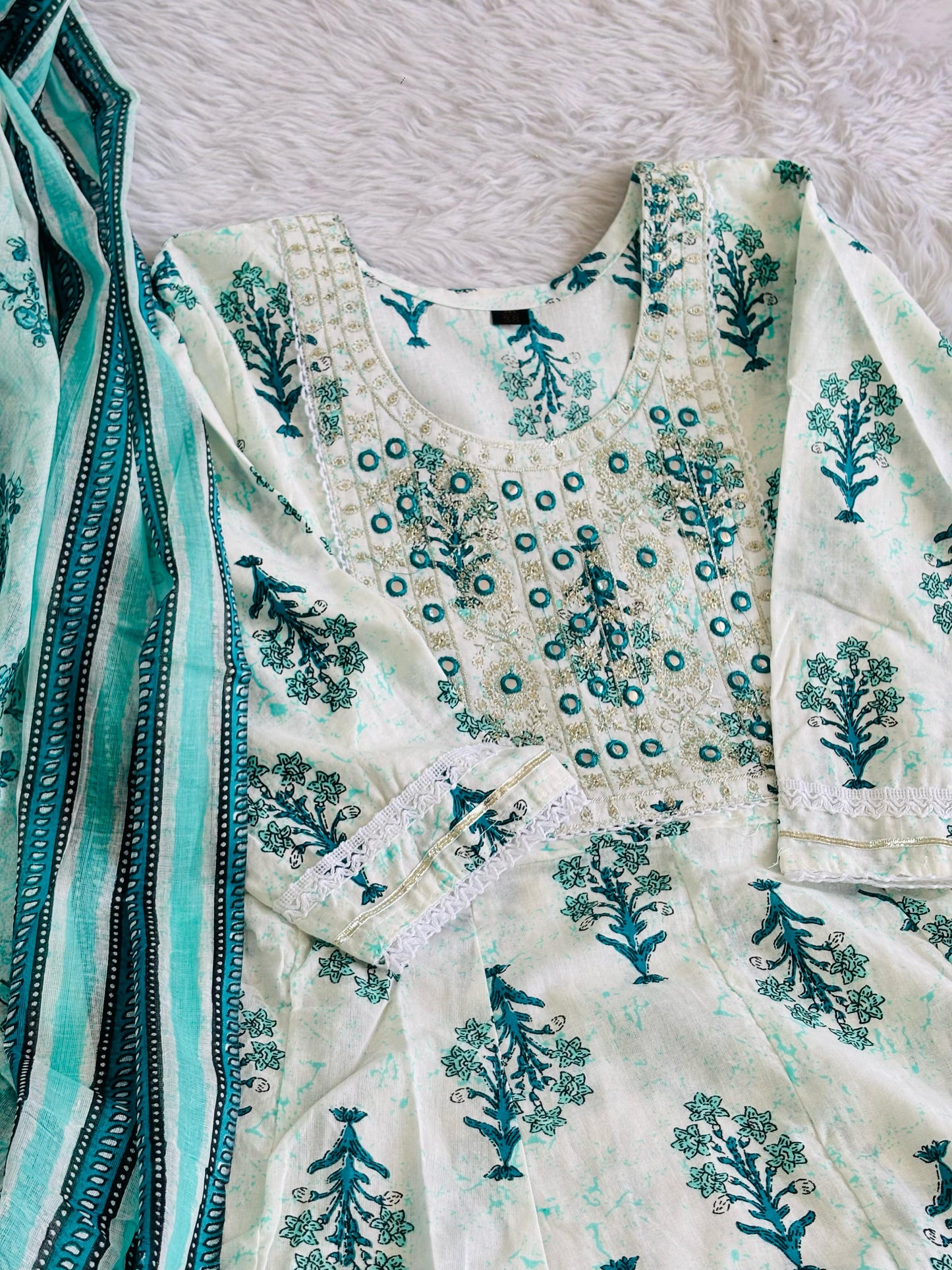 Premium soft cotton Anarkali 3 pc suit