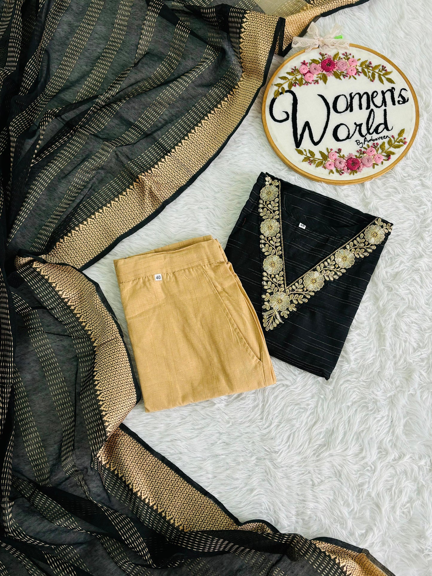 Hot black Premium handloom cotton suit