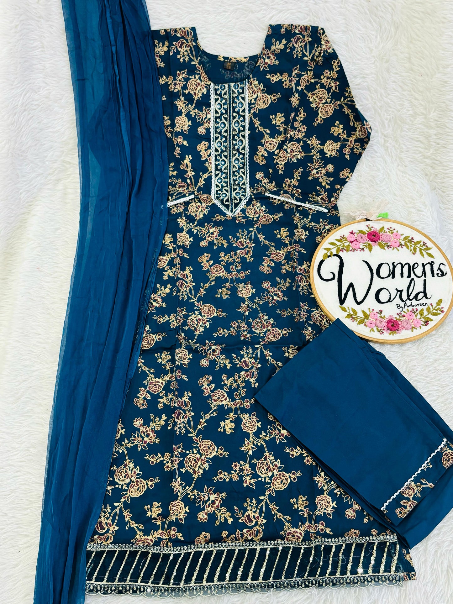 Floral embroidered hotseller suit