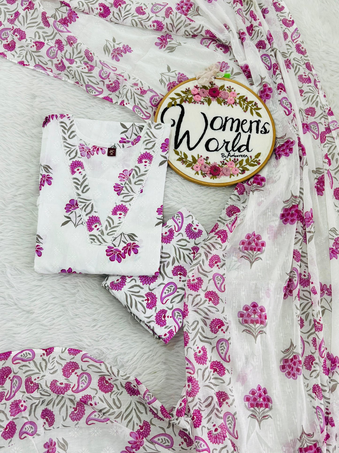 Premium pure cotton long dupatta suit