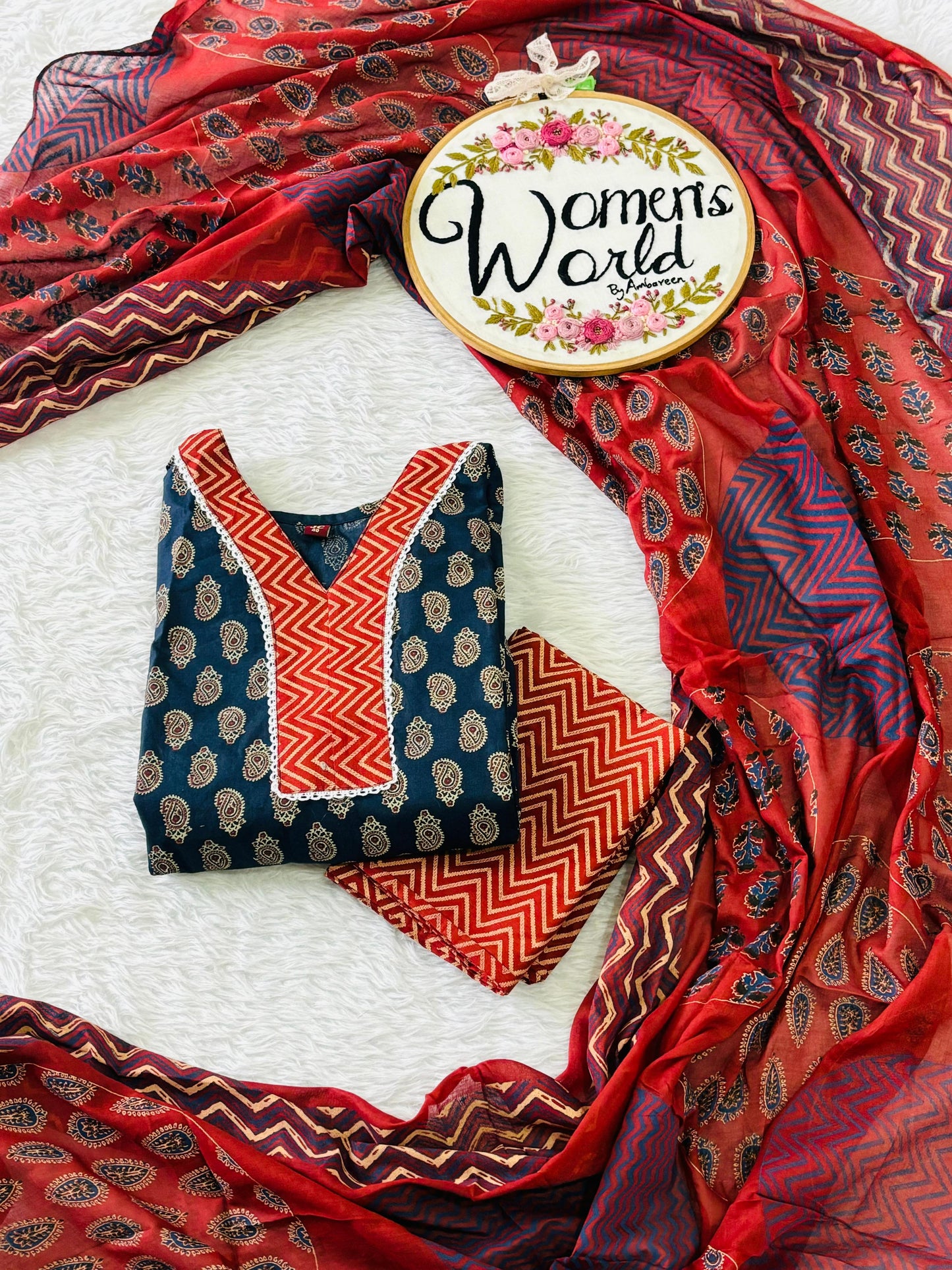 Premium pure cotton long dupatta suit