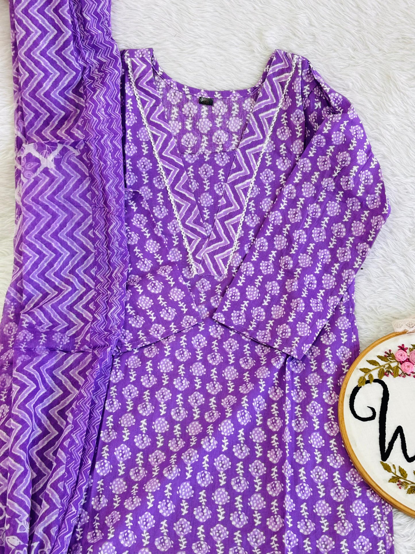 Premium pure cotton long dupatta suit