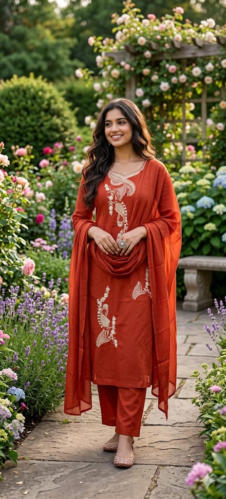 Premium soft cotton embroidery work 3 pc suit