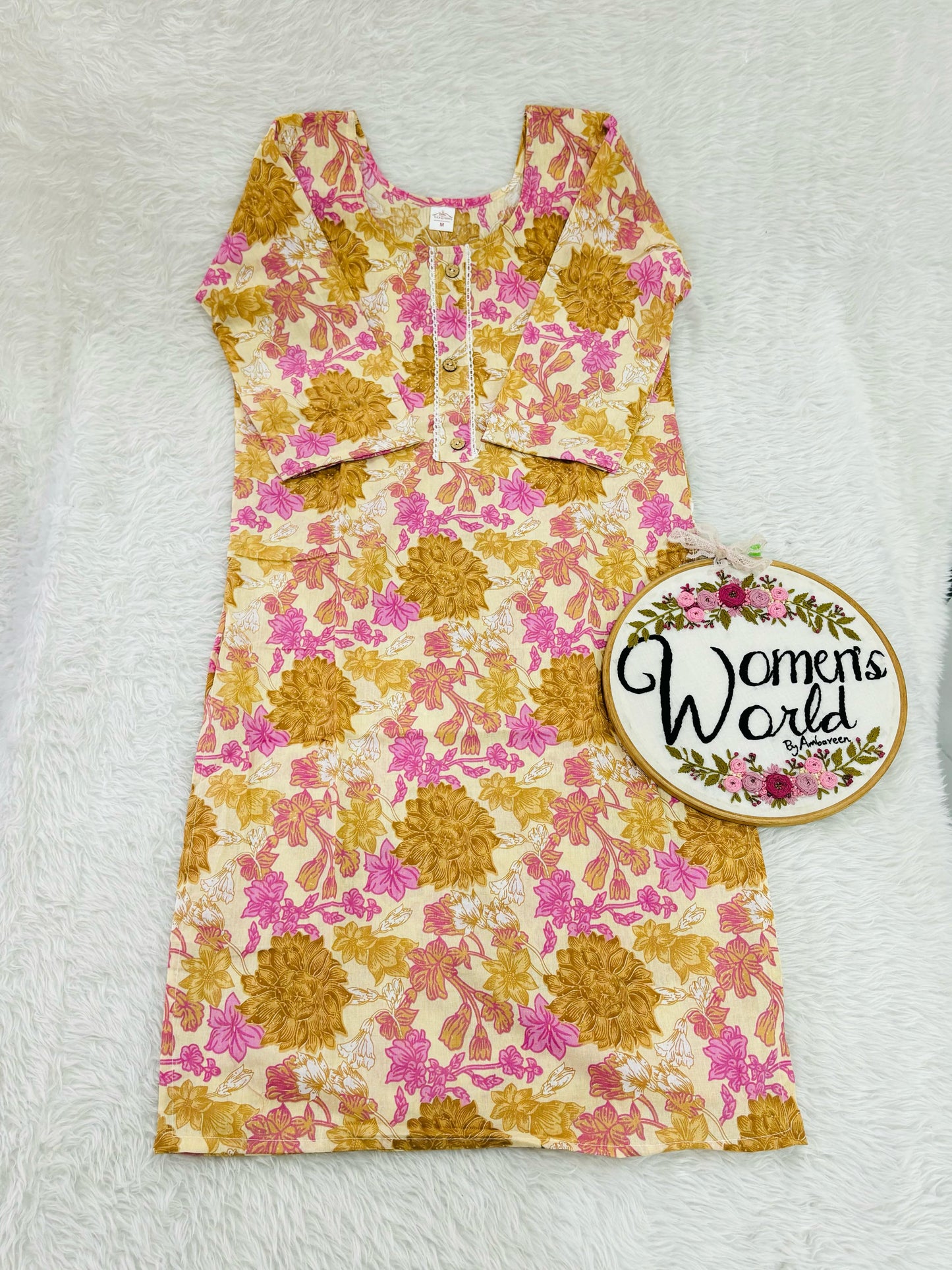 Floral Pure cotton straight kurti