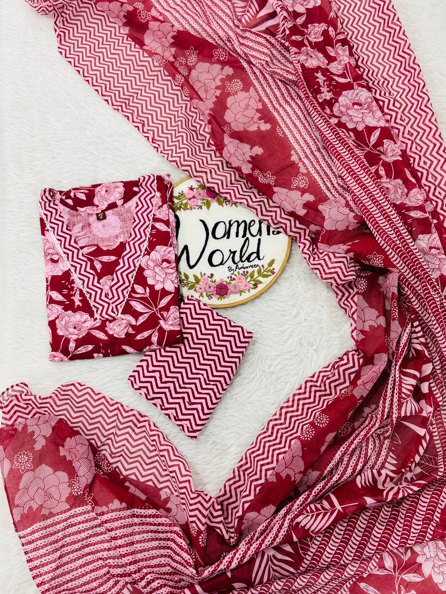 Premium pure cotton long dupatta suit