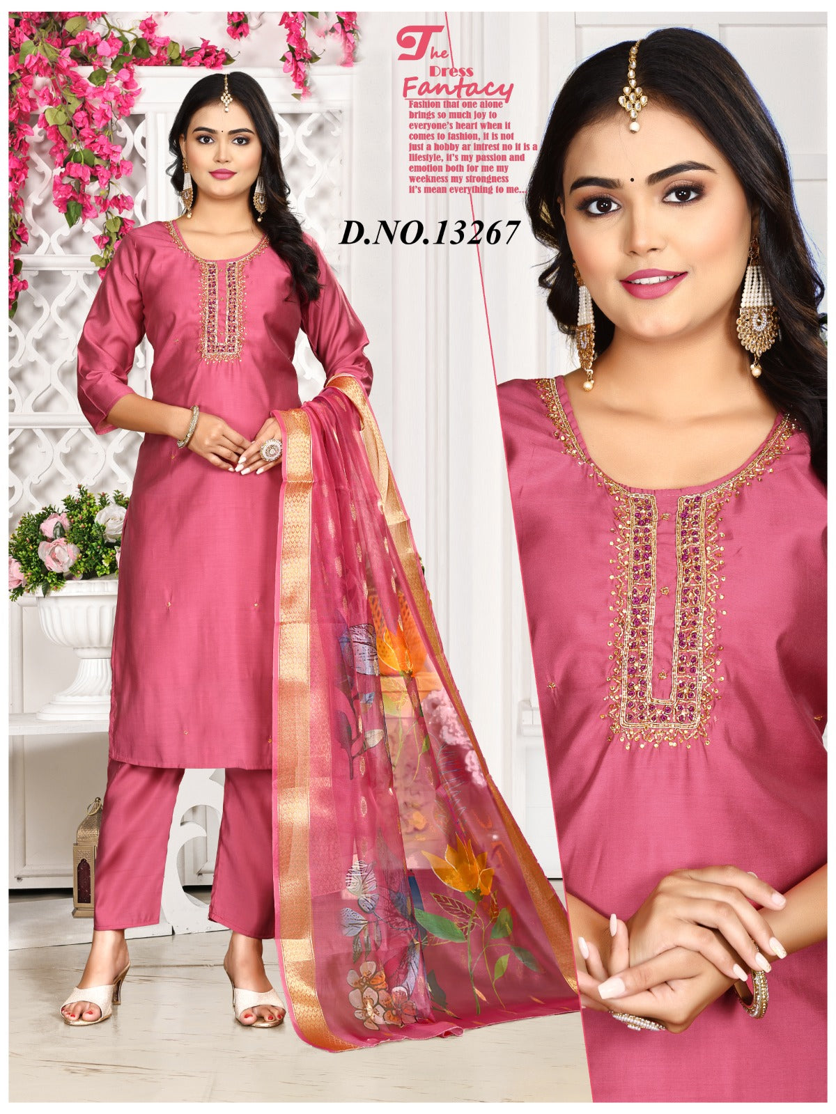 Hotseller mauve handwork 3 pc suit
