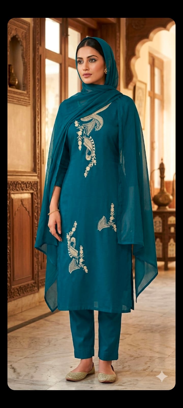 Premium soft cotton embroidery work 3 pc suit