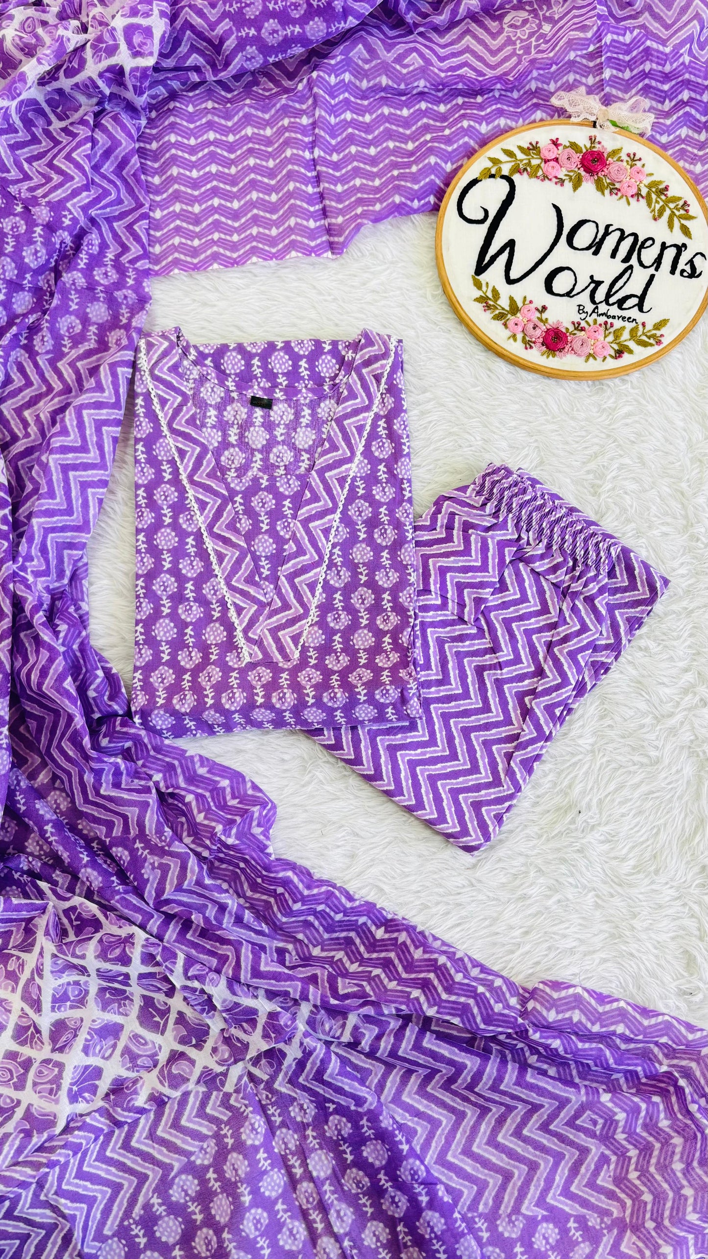 Premium pure cotton long dupatta suit