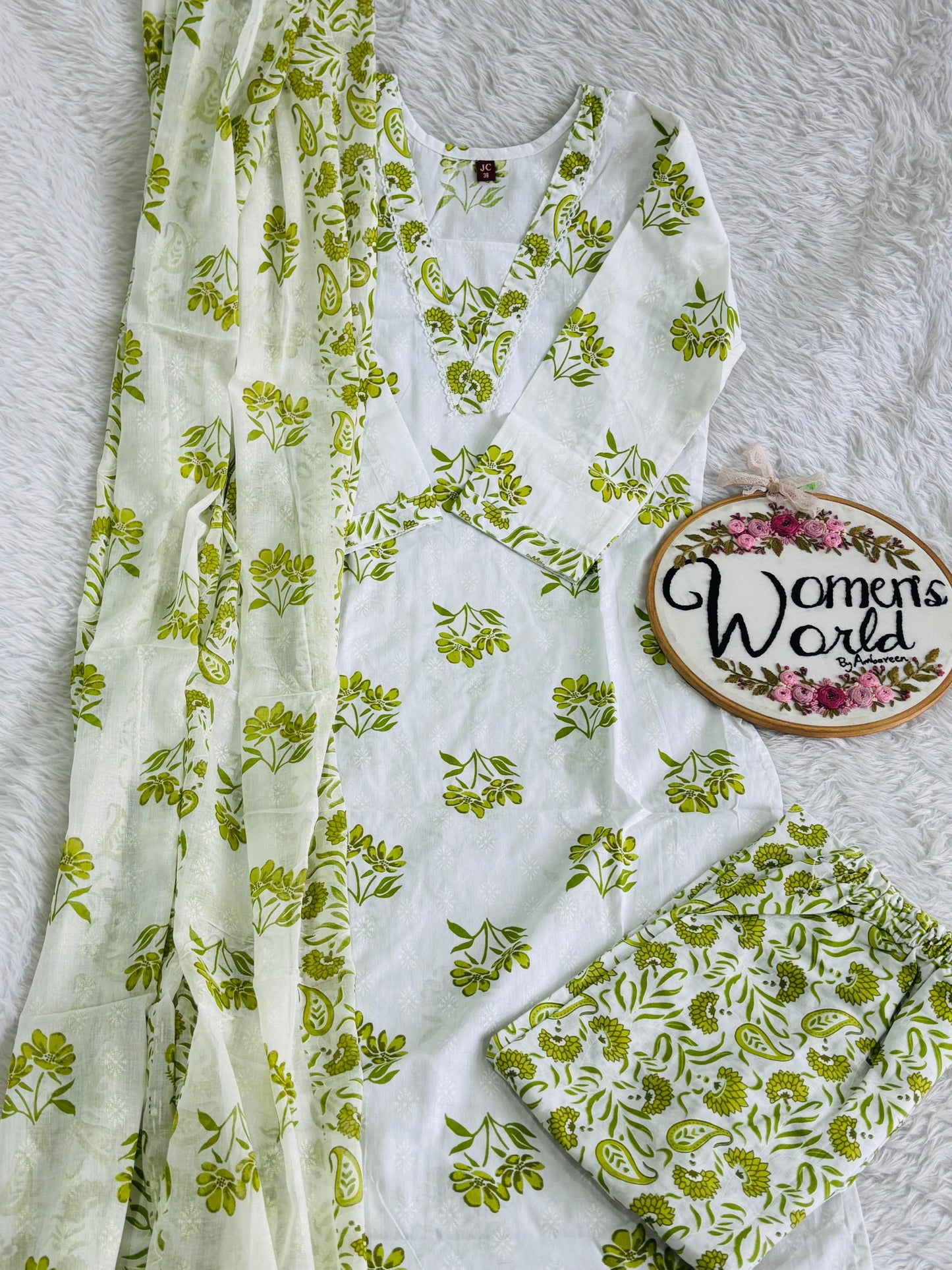 Premium pure cotton long dupatta suit